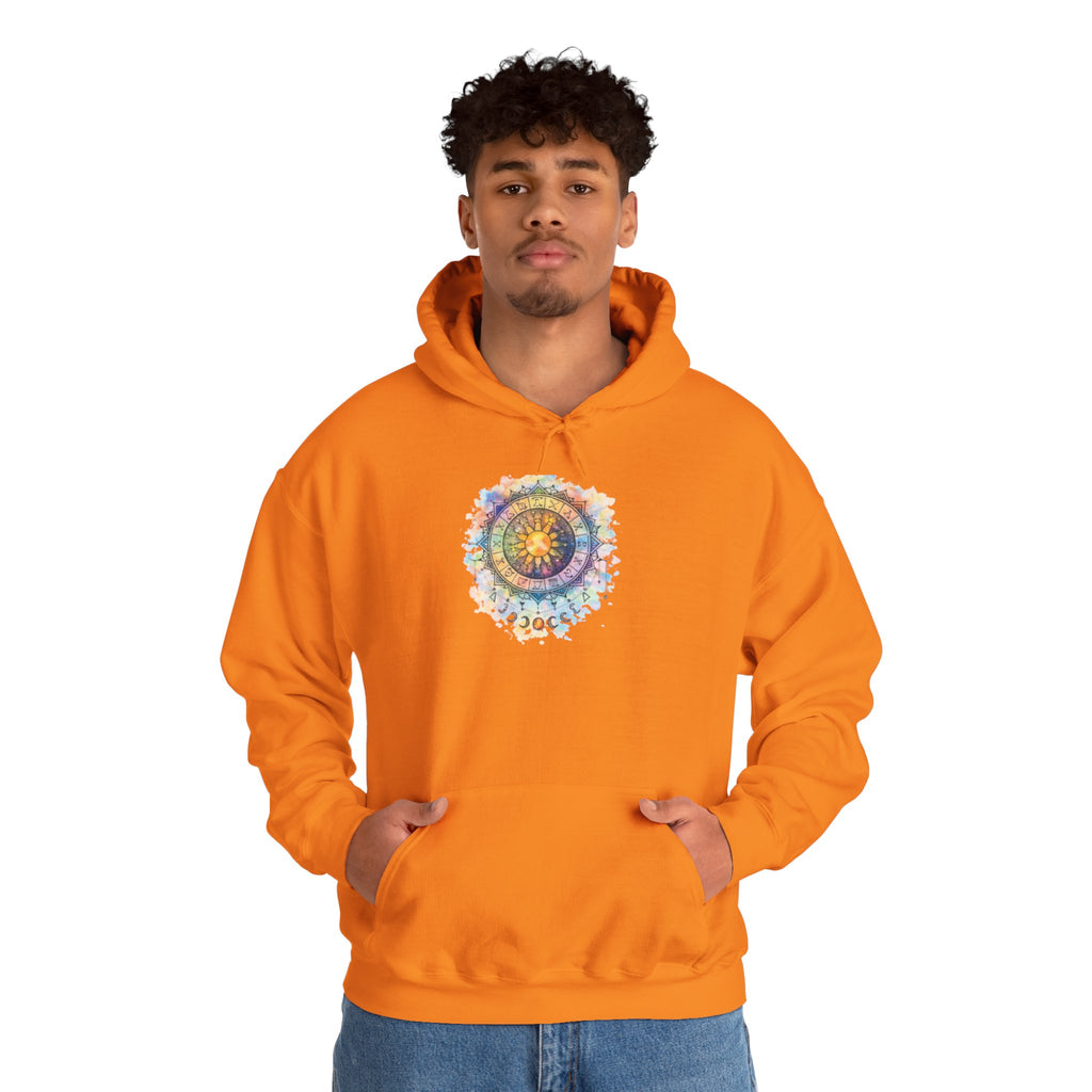 Astrology Compass Hoodie — Boho Tie-Dye Mandala Graphic