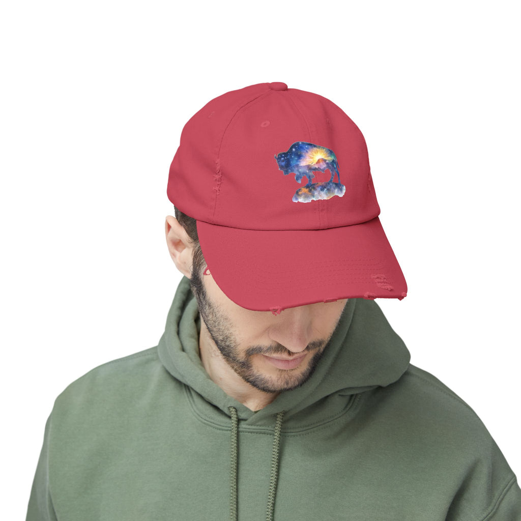 Distressed Bison Hat — Galaxy Sky Bison Cap