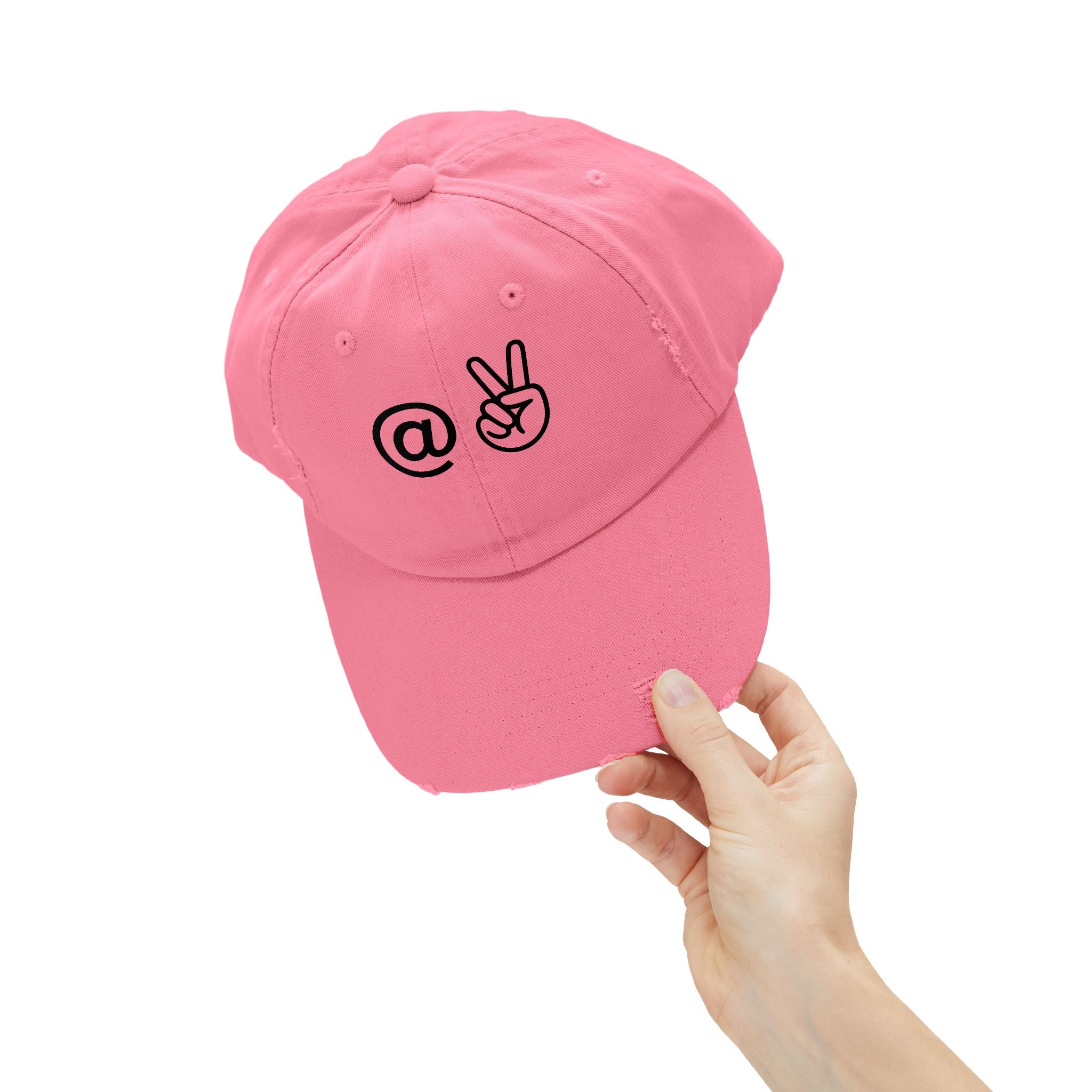 Distressed Embroidered "@ Peace" Cap