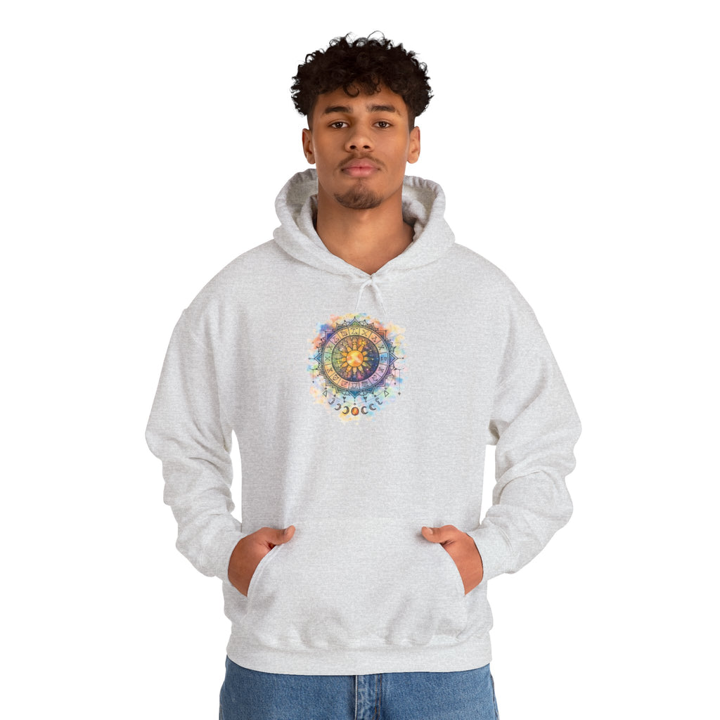 Astrology Compass Hoodie — Boho Tie-Dye Mandala Graphic