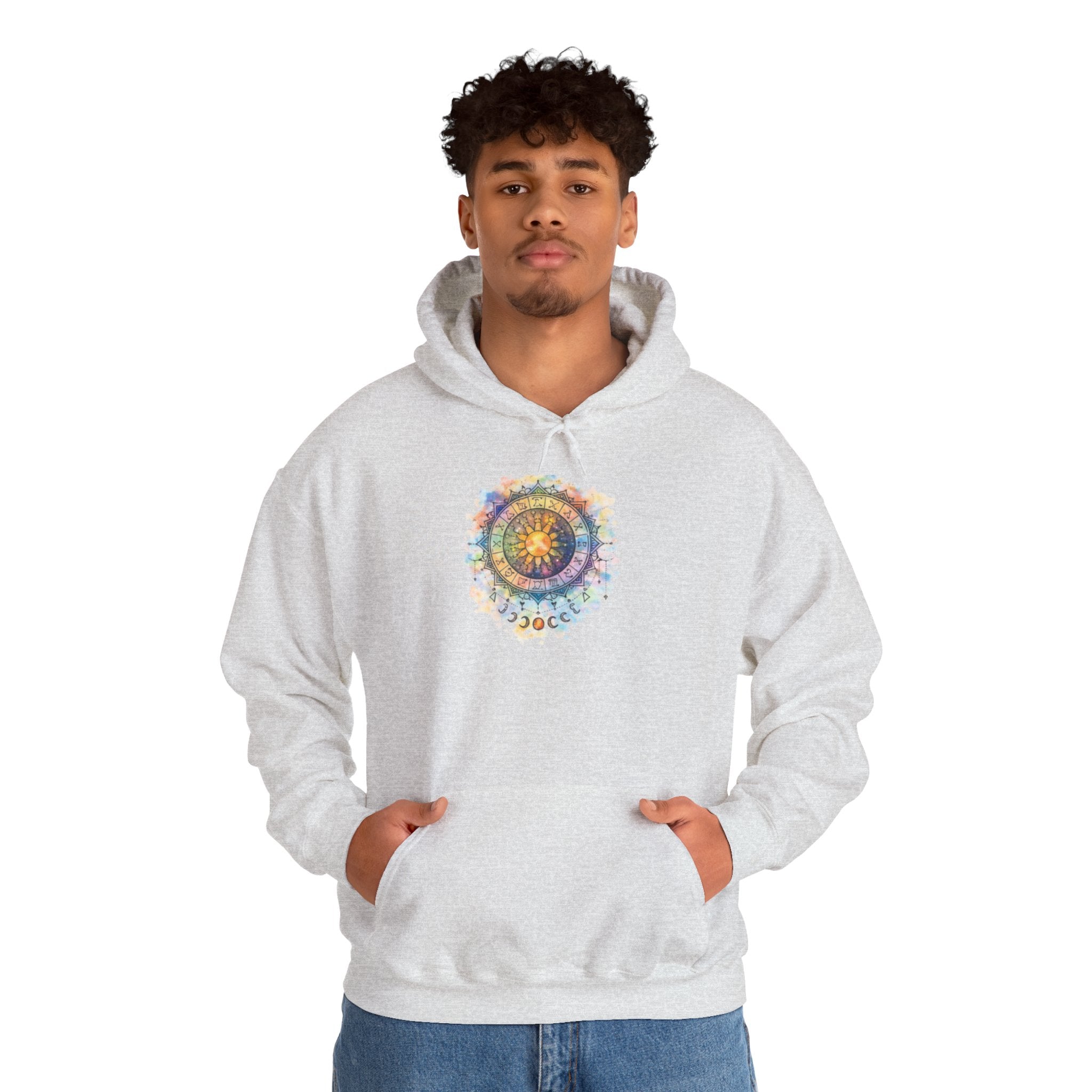 Astrology Compass Hoodie — Boho Tie-Dye Mandala Graphic