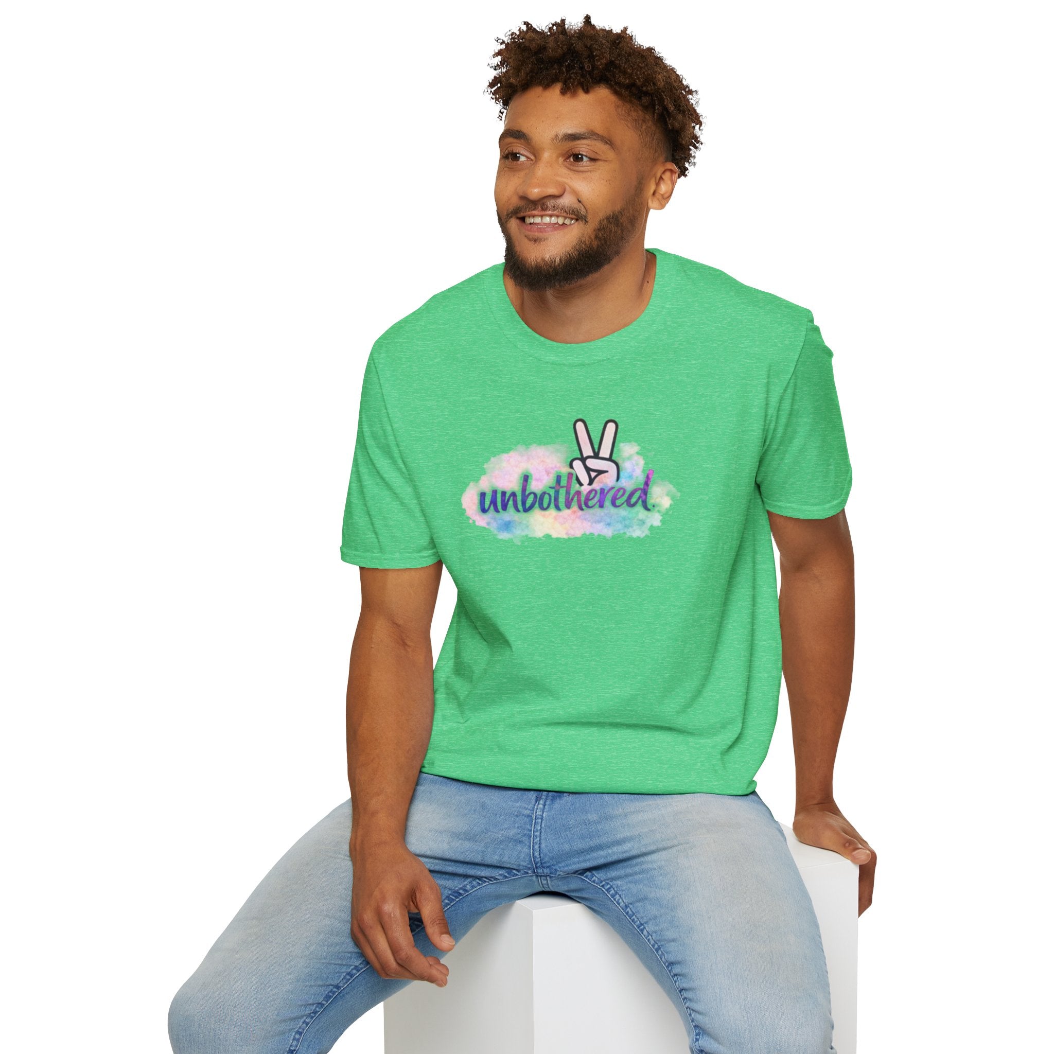 Unbothered Peace Sign T‑Shirt — Colorful Watercolor Graphic Tee