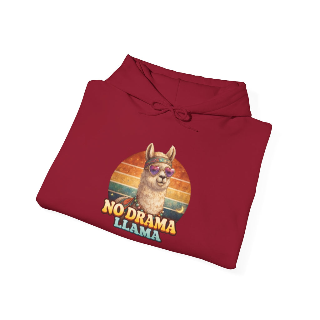 No Drama Llama Hoodie – Retro Sunset Graphic Pullover