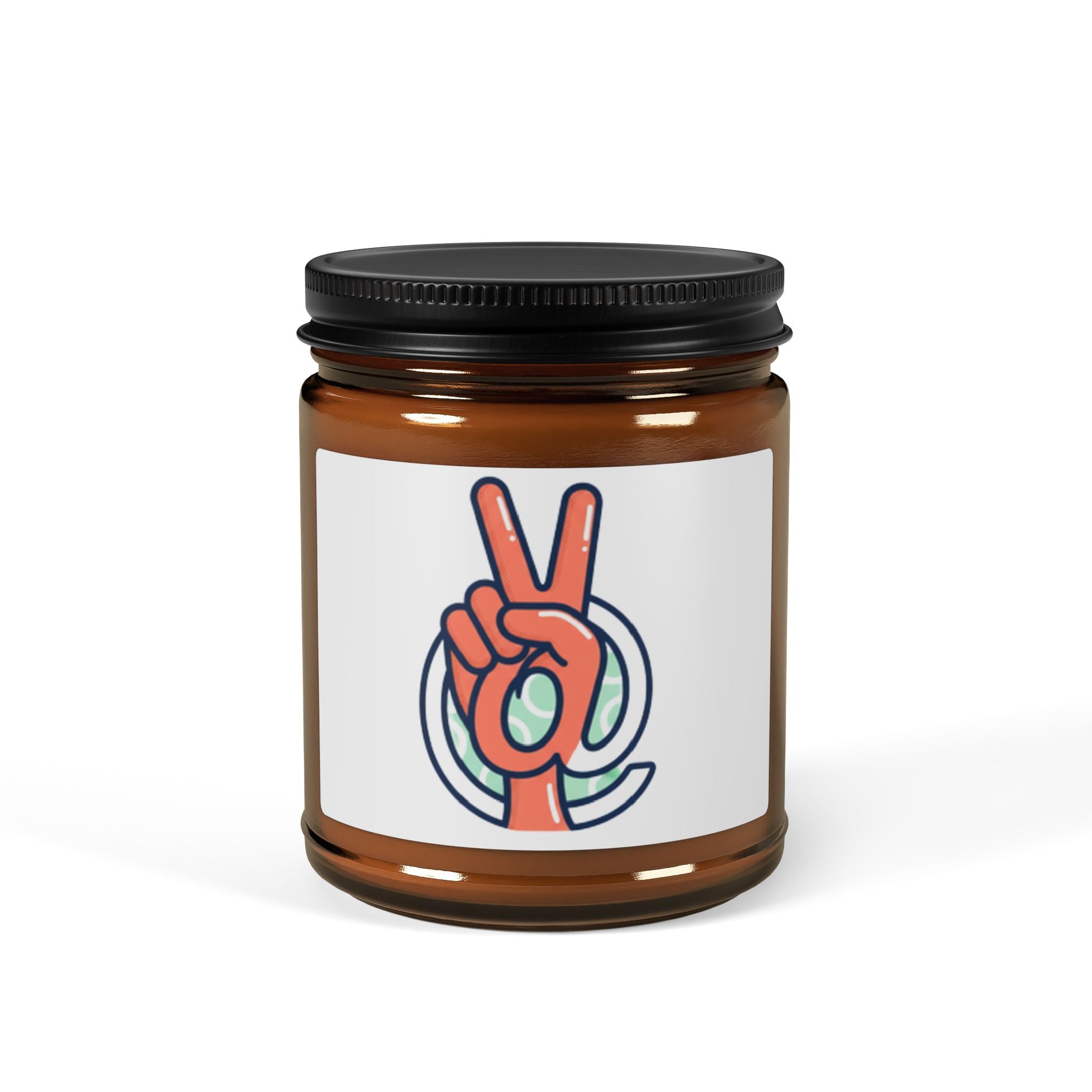 Peace Sign Soy Candle — Amber Jar Scented Candle (Multi-Size)
