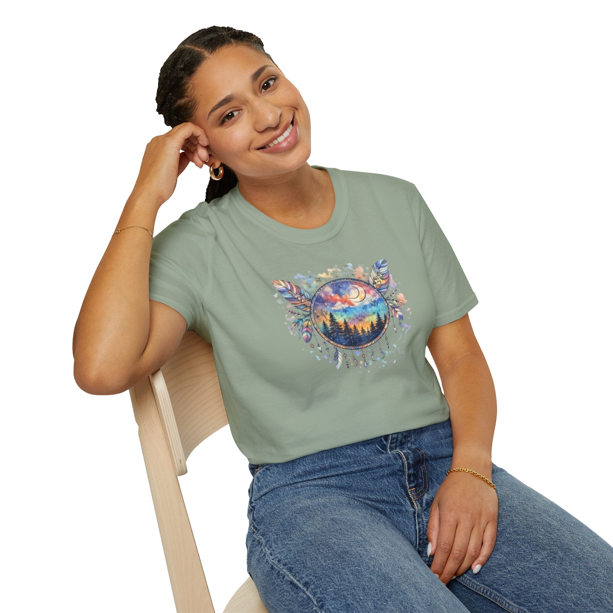 Watercolor Dreamcatcher Sunset T-Shirt — Boho Spiritual Tee