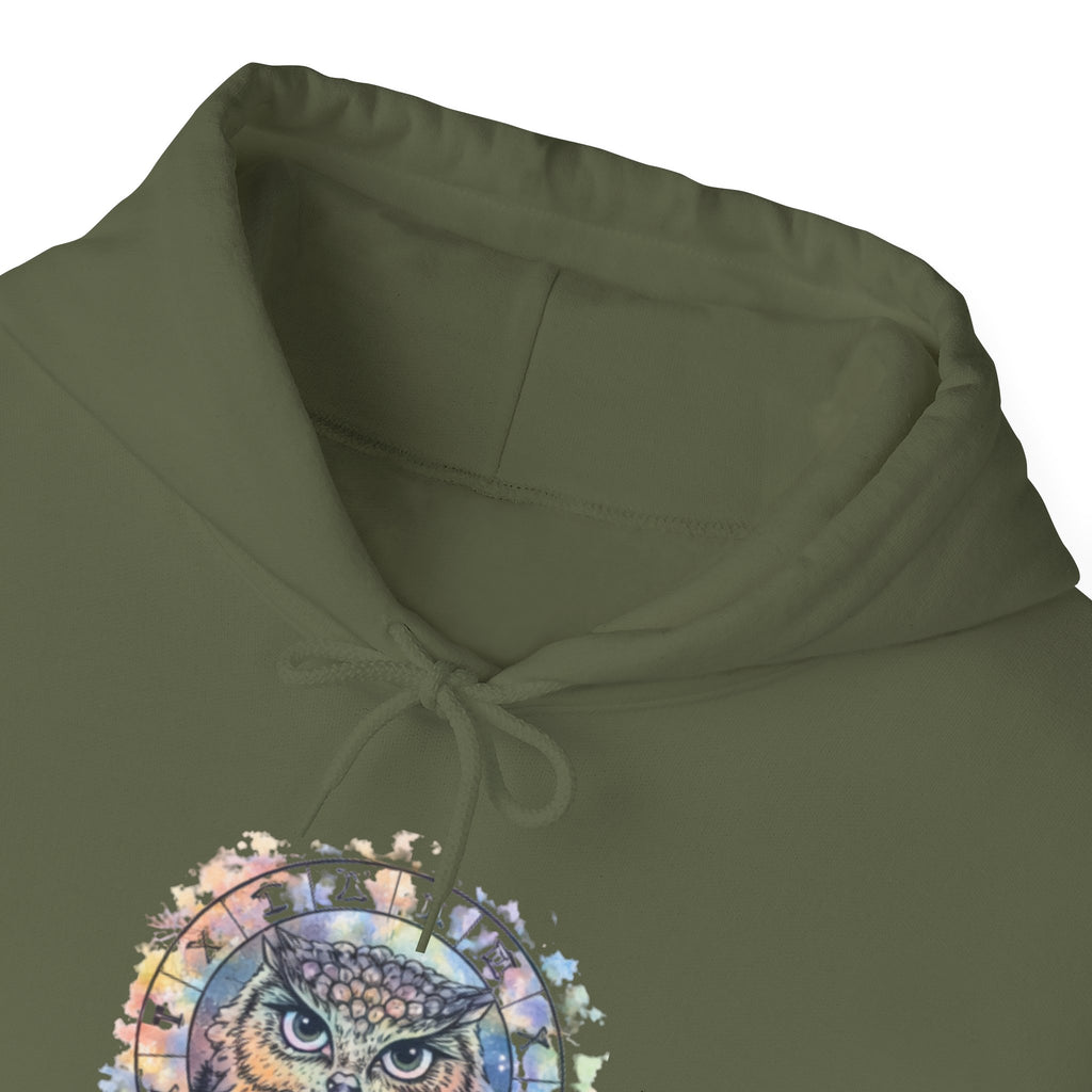 Owl Mandala Hoodie — Colorful Spiritual Owl Graphic Sweatshirt