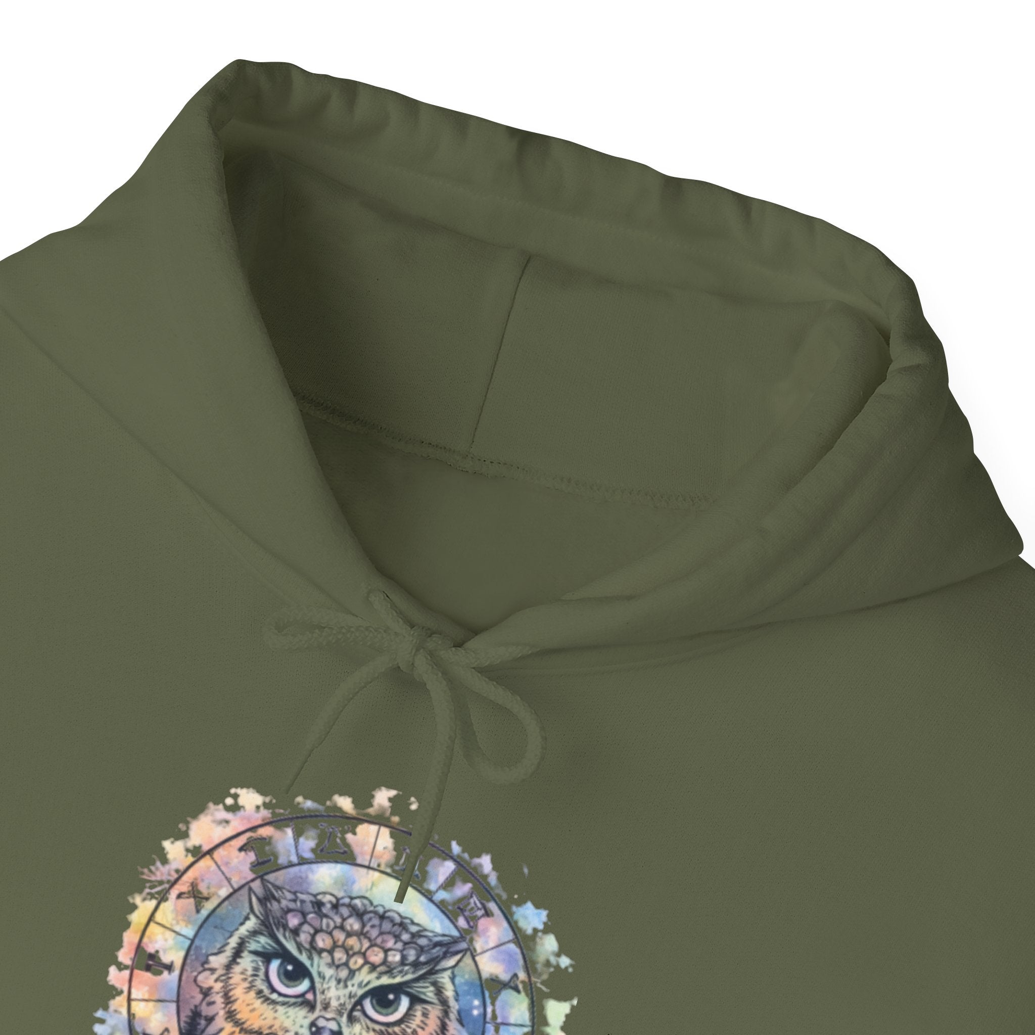 Owl Mandala Hoodie — Colorful Spiritual Owl Graphic Sweatshirt
