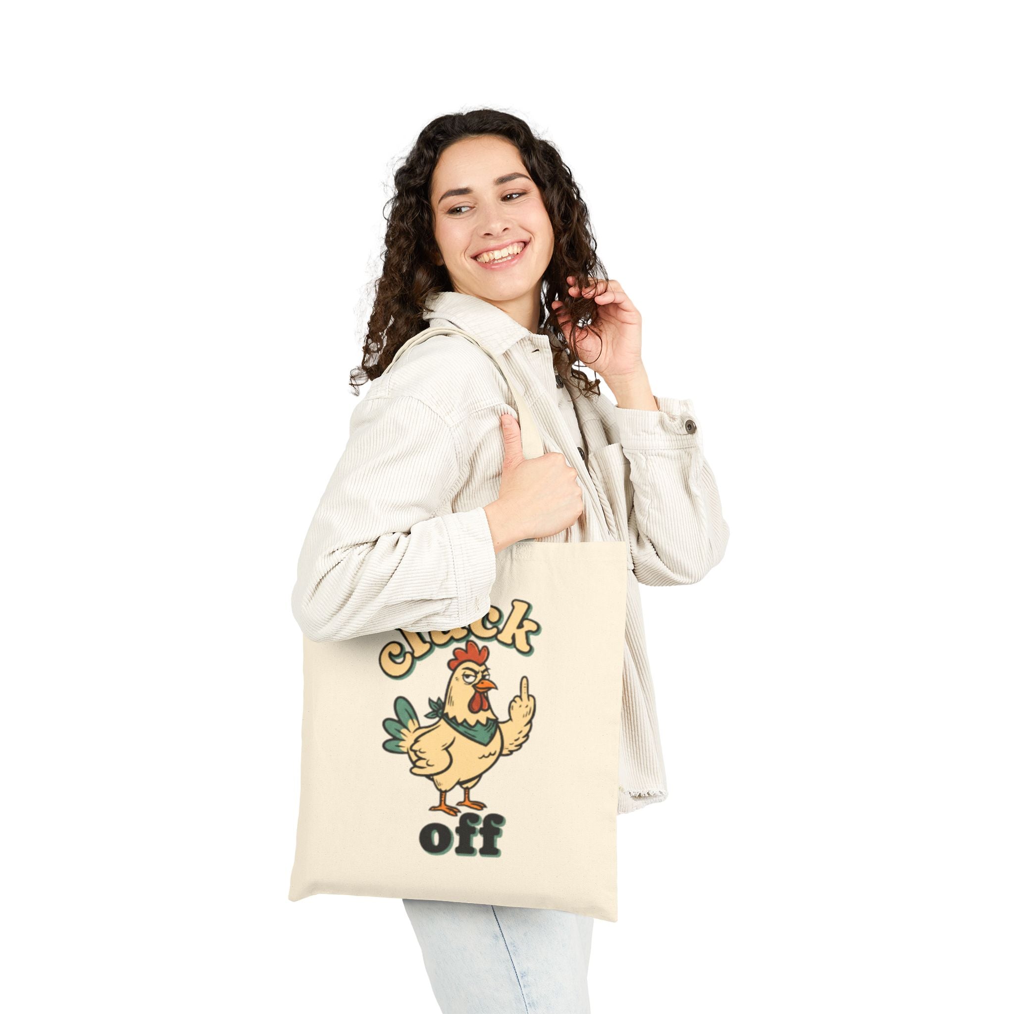 'Cluck Off' Tote Bag — Retro Rooster Canvas Tote