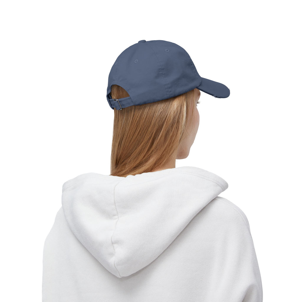 Wolf Moon Distressed Cap — Watercolor Nightscape Hat