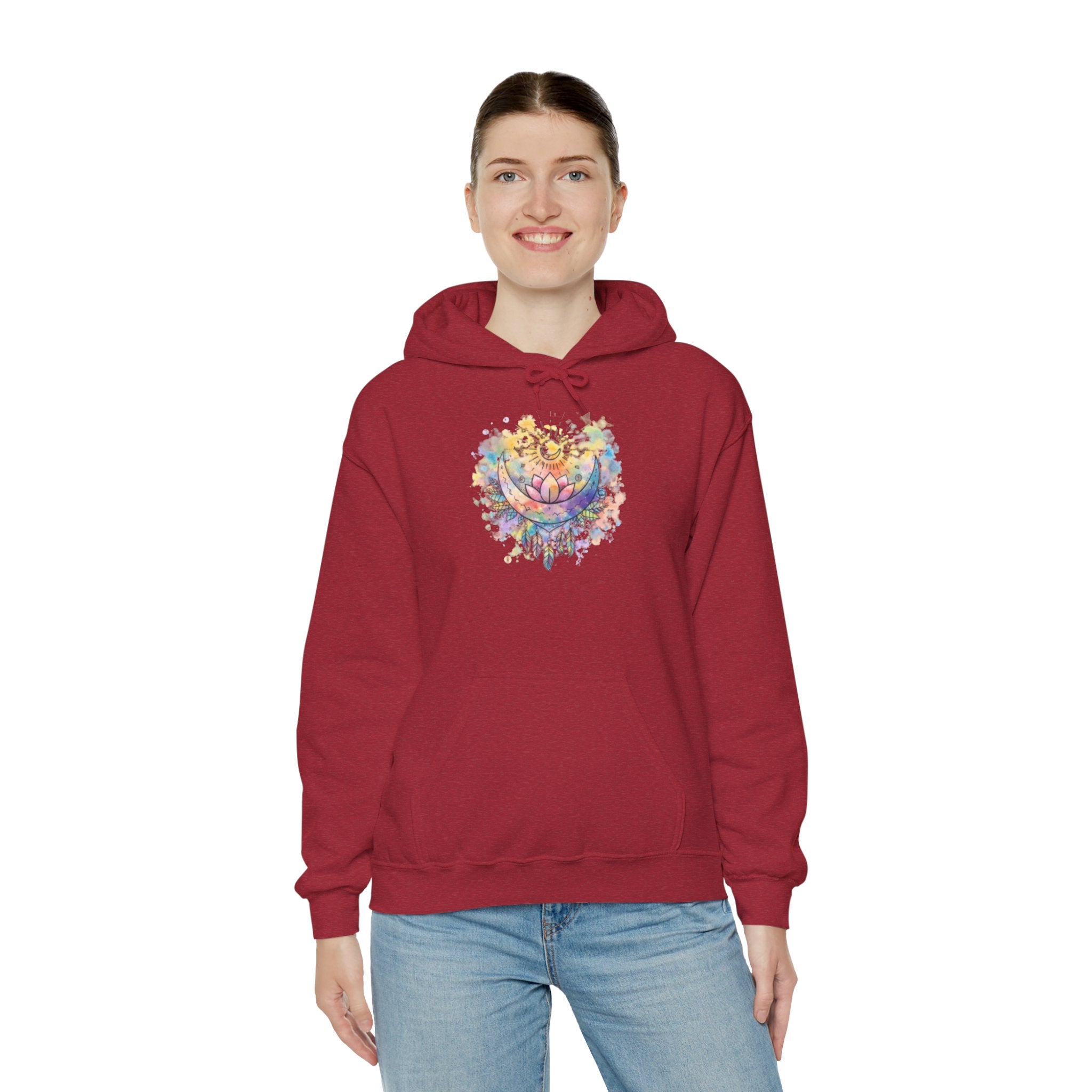 Lotus Watercolor Hoodie – Boho Spiritual Yoga Sweatshirt