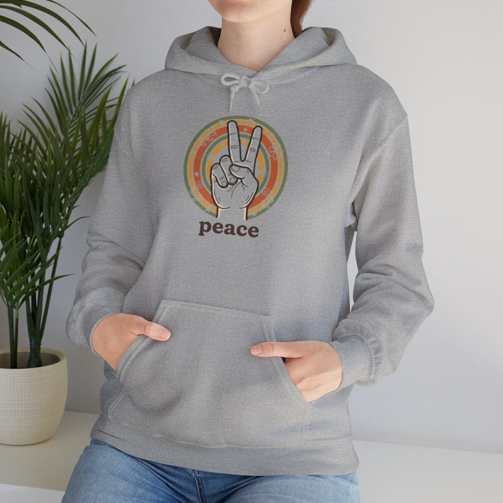 Peace Sign Hoodie — Retro Vibe Peace Hand Graphic Sweatshirt
