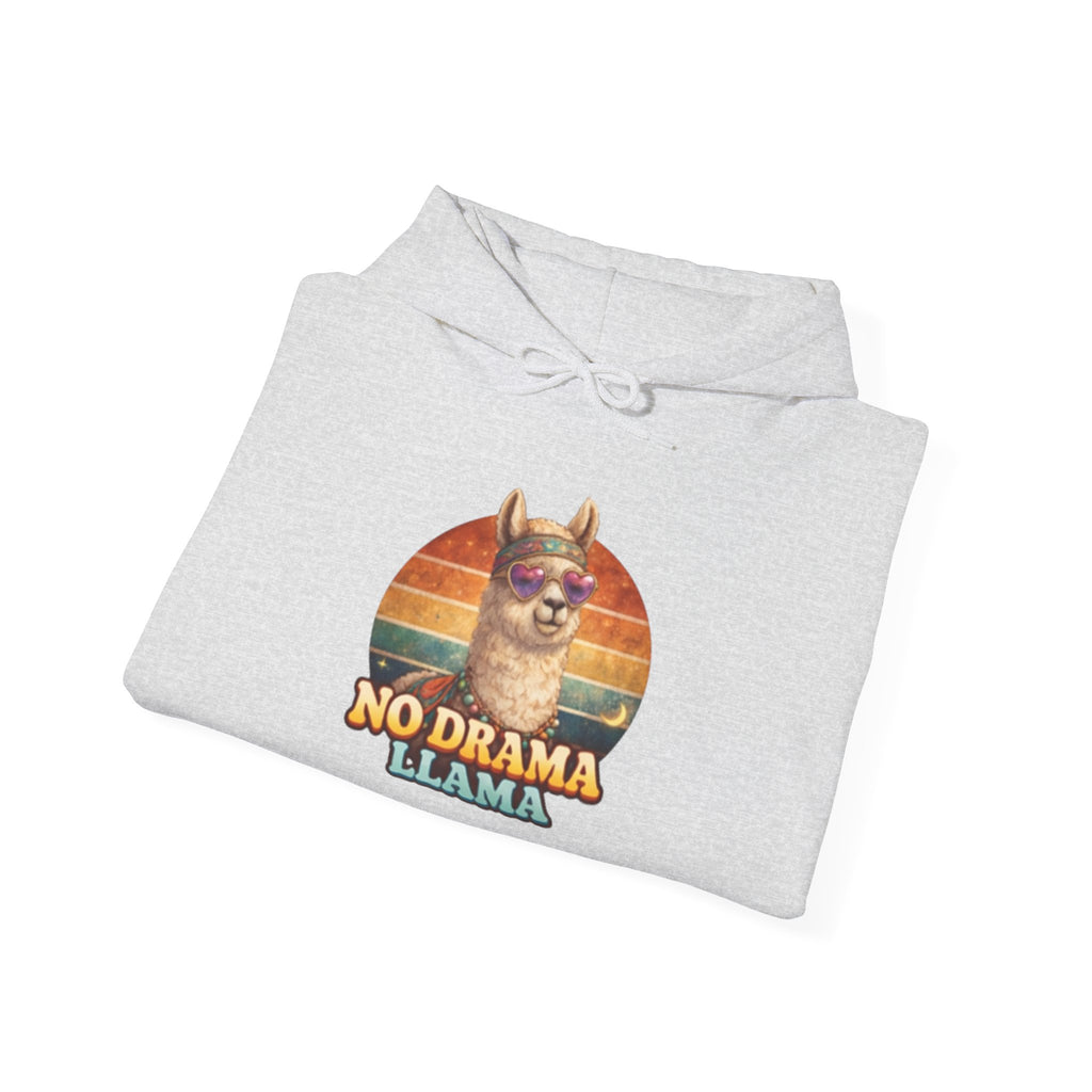 No Drama Llama Hoodie – Retro Sunset Graphic Pullover