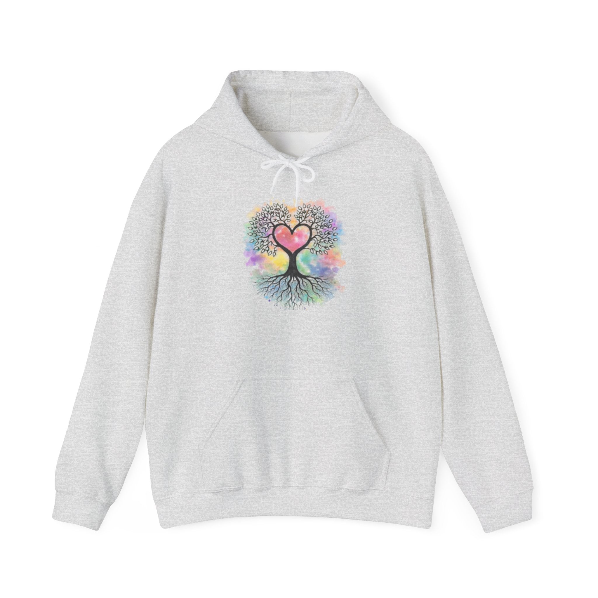 Rainbow Heart Tree Hoodie — Vibrant Spiritual Love Pullover