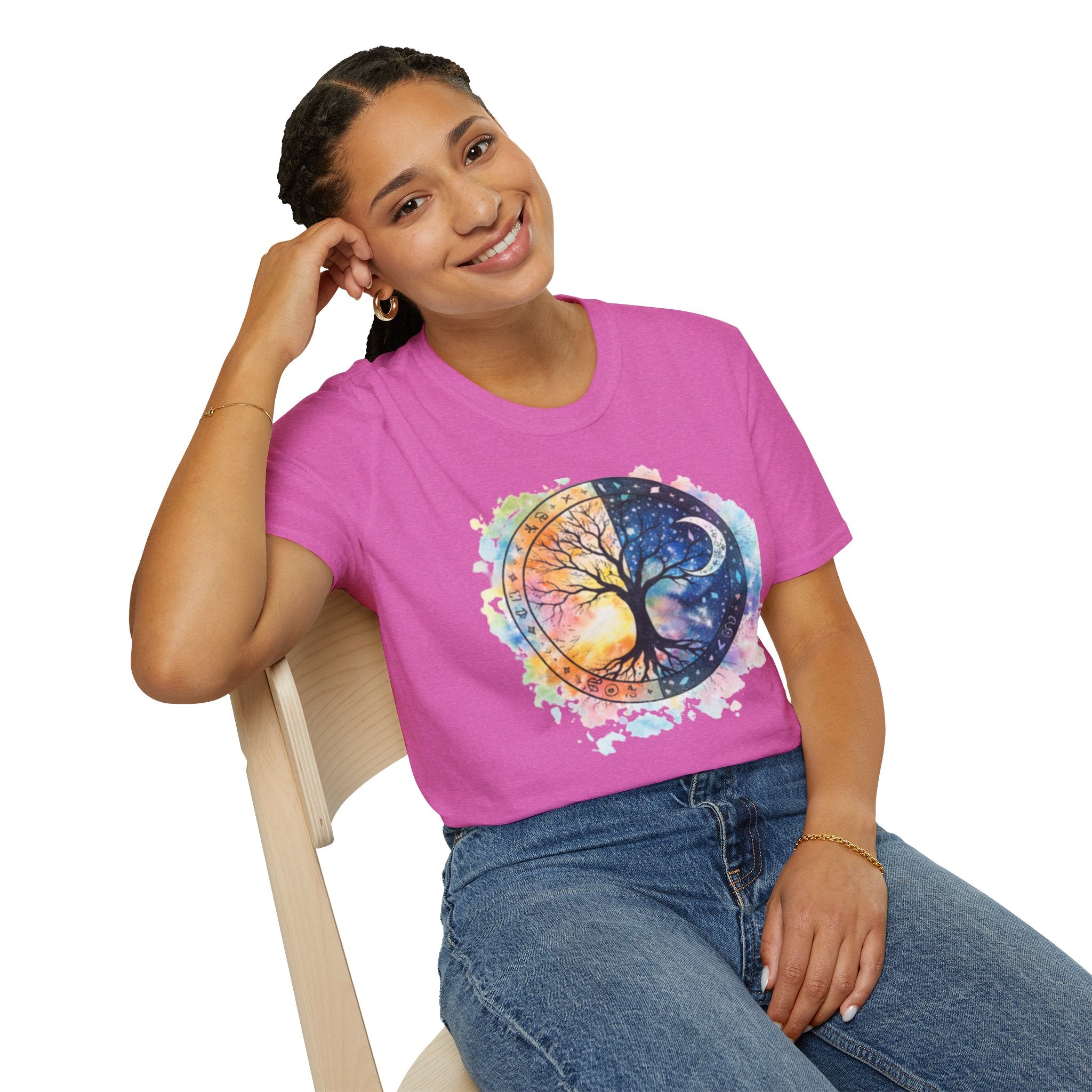 Tree of Life Yin Yang T-Shirt — Watercolor Sun & Moon Graphic Tee