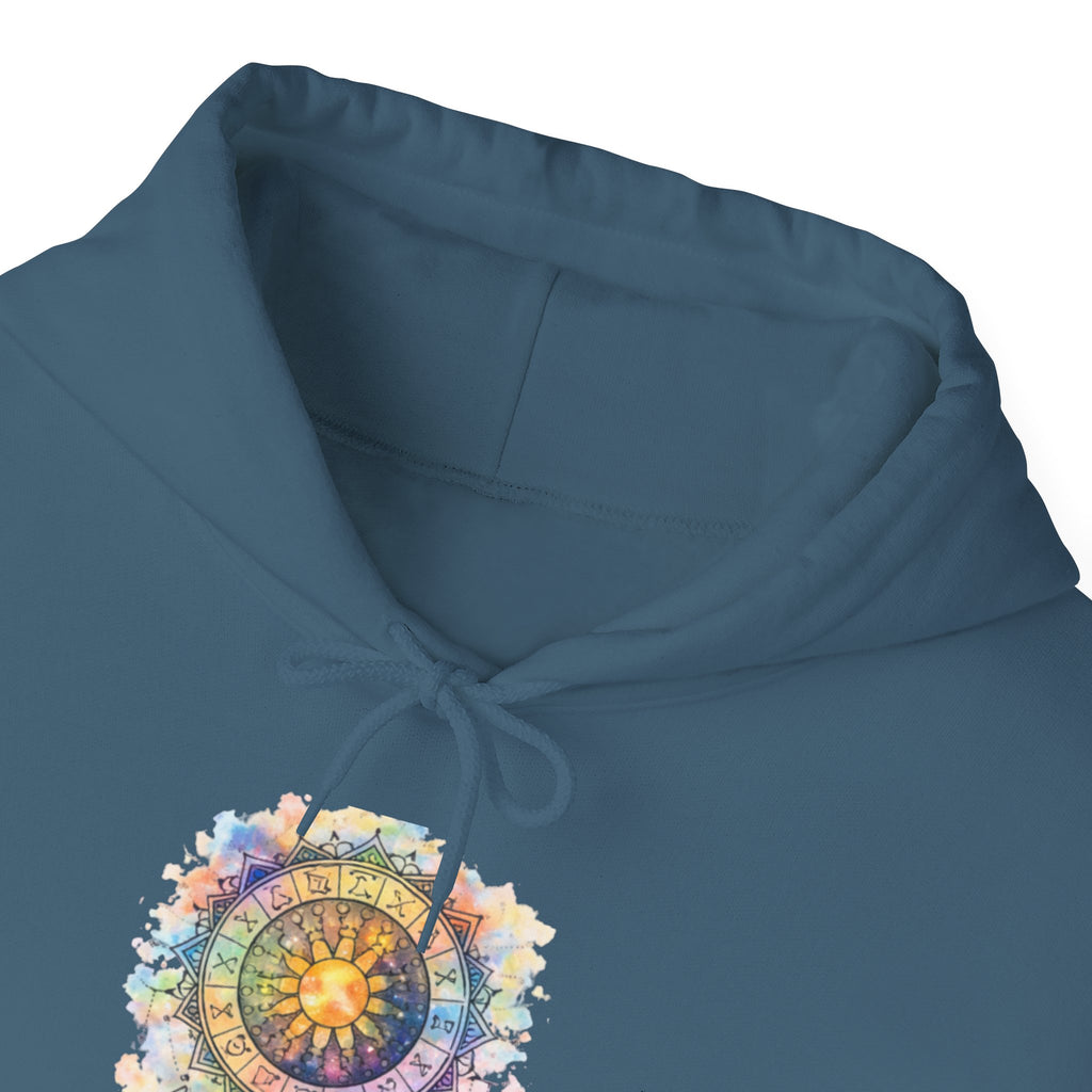 Astrology Compass Hoodie — Boho Tie-Dye Mandala Graphic