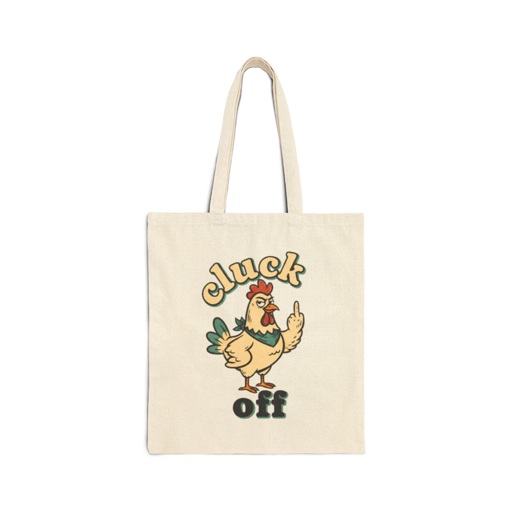 'Cluck Off' Tote Bag — Retro Rooster Canvas Tote