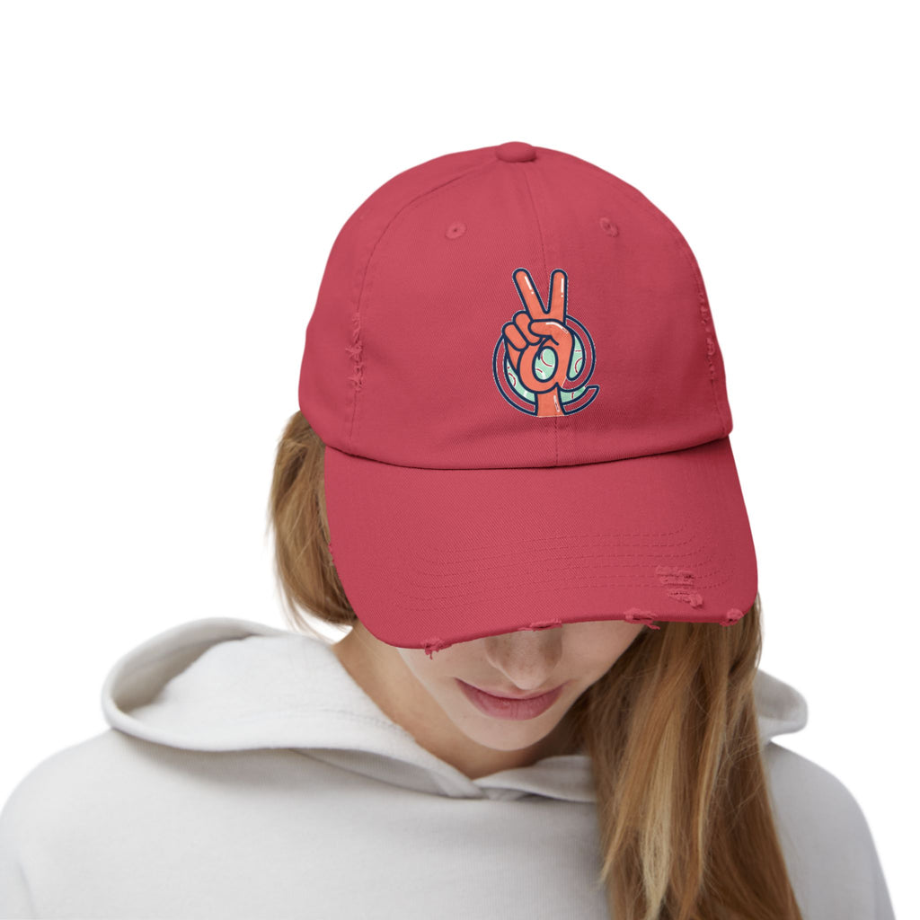 Peace Hand Distressed Cap — Vintage Peace Sign Baseball Hat