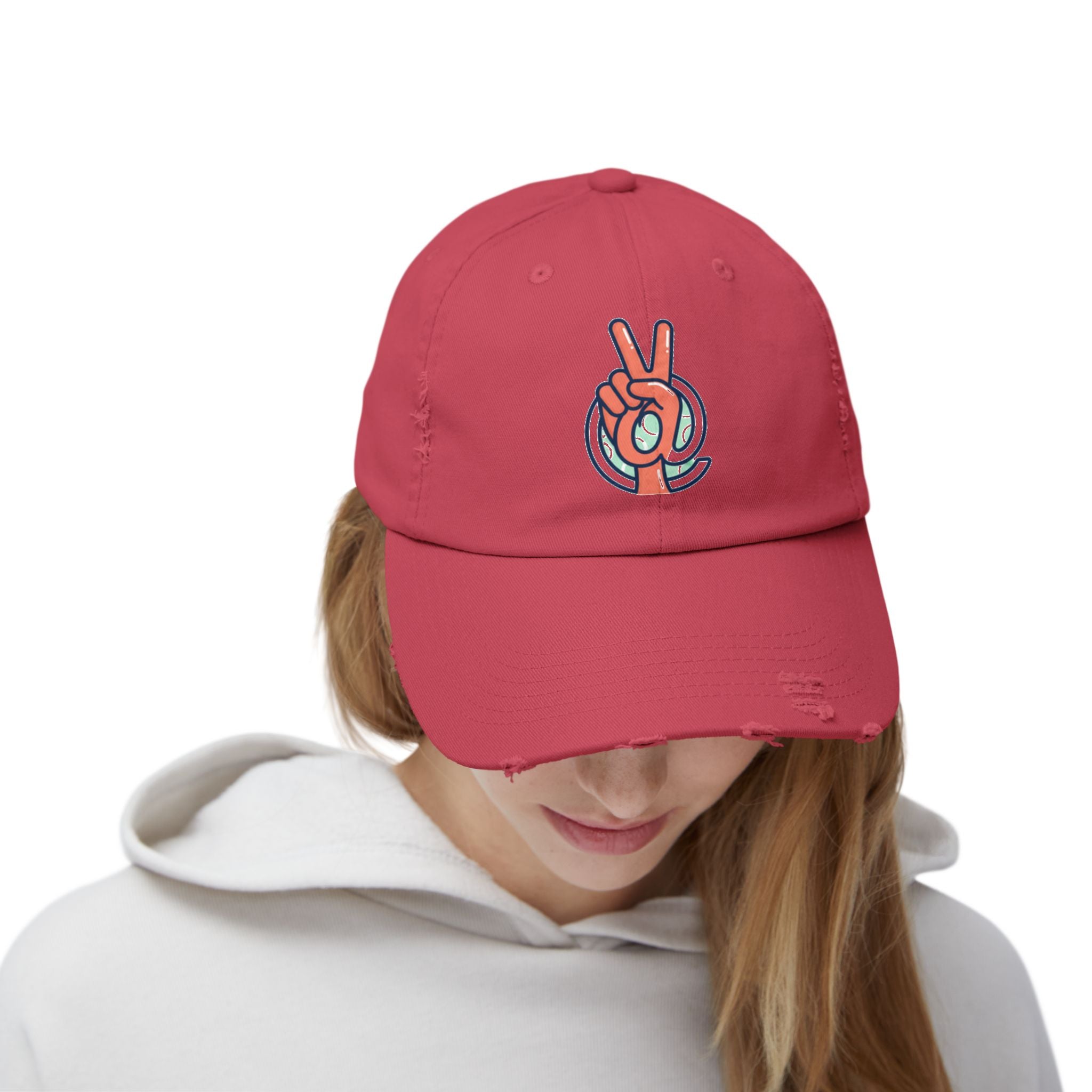 Peace Hand Distressed Cap — Vintage Peace Sign Baseball Hat