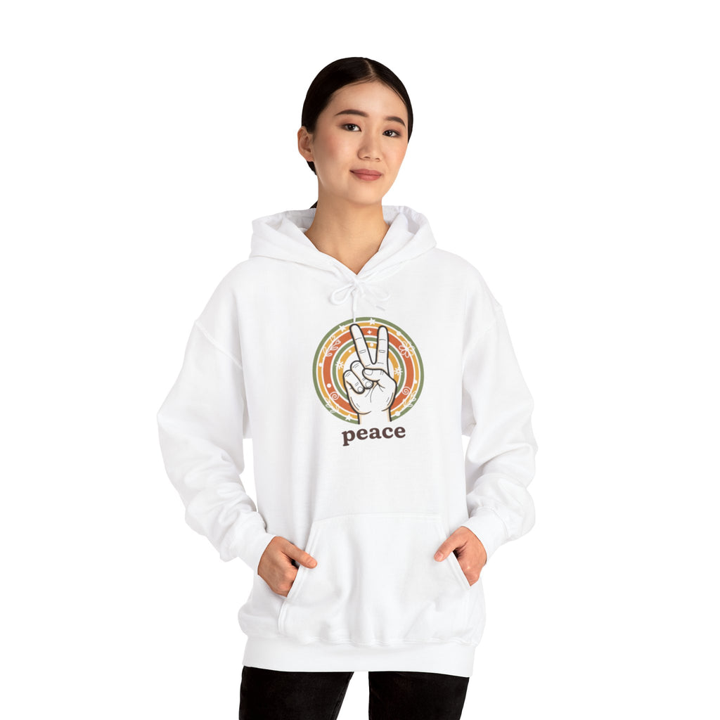 Peace Sign Hoodie — Retro Vibe Peace Hand Graphic Sweatshirt
