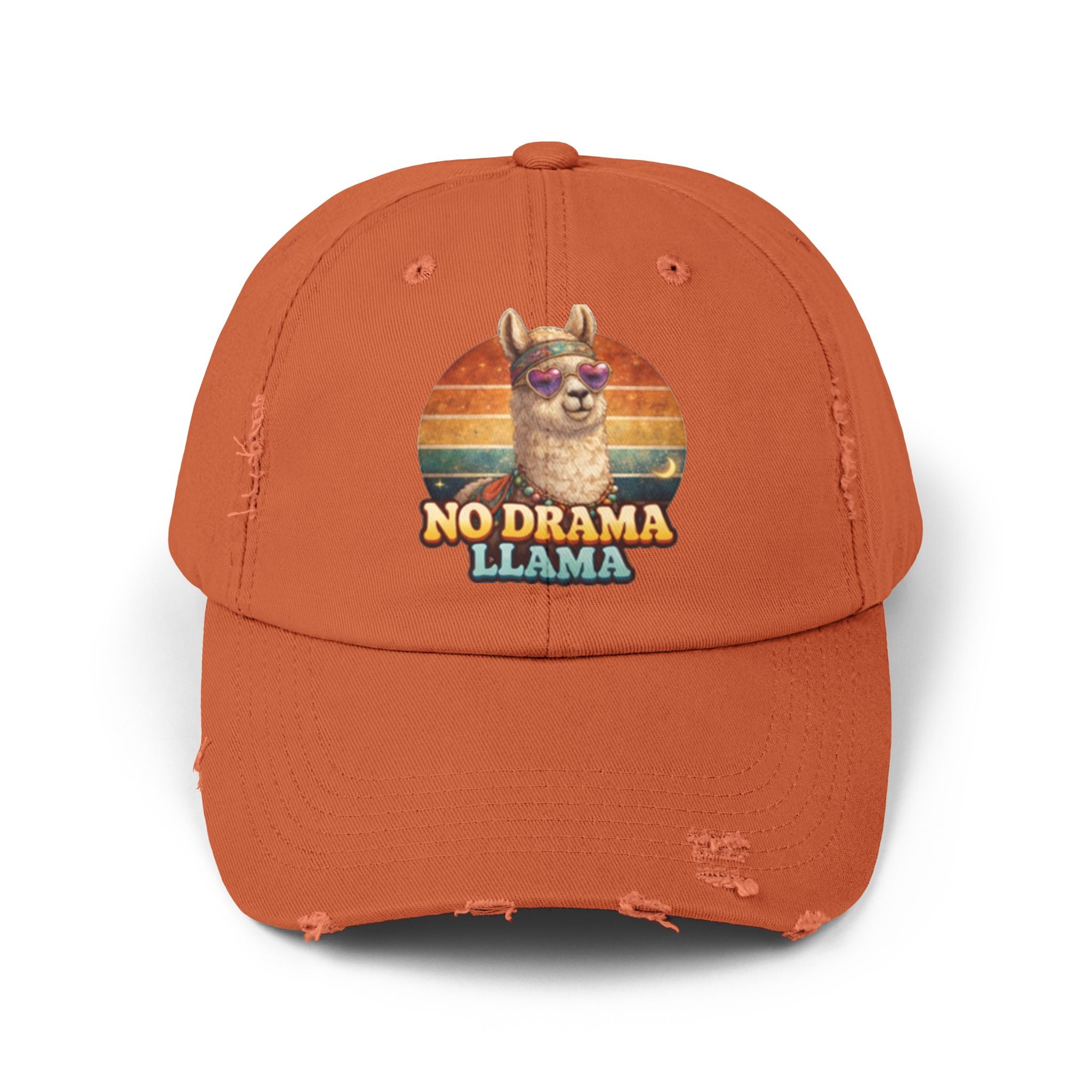No Drama Llama Distressed Cap — Retro Llama Vintage Baseball Hat