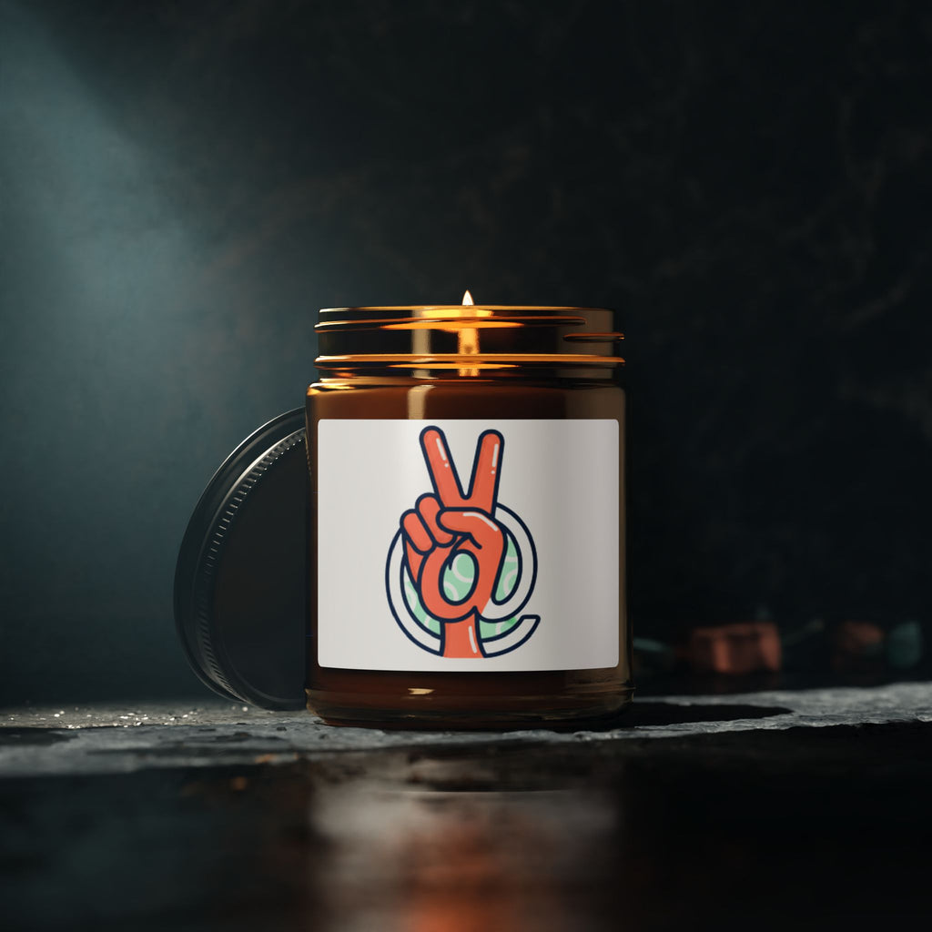 Peace Sign Soy Candle — Amber Jar Scented Candle (Multi-Size)