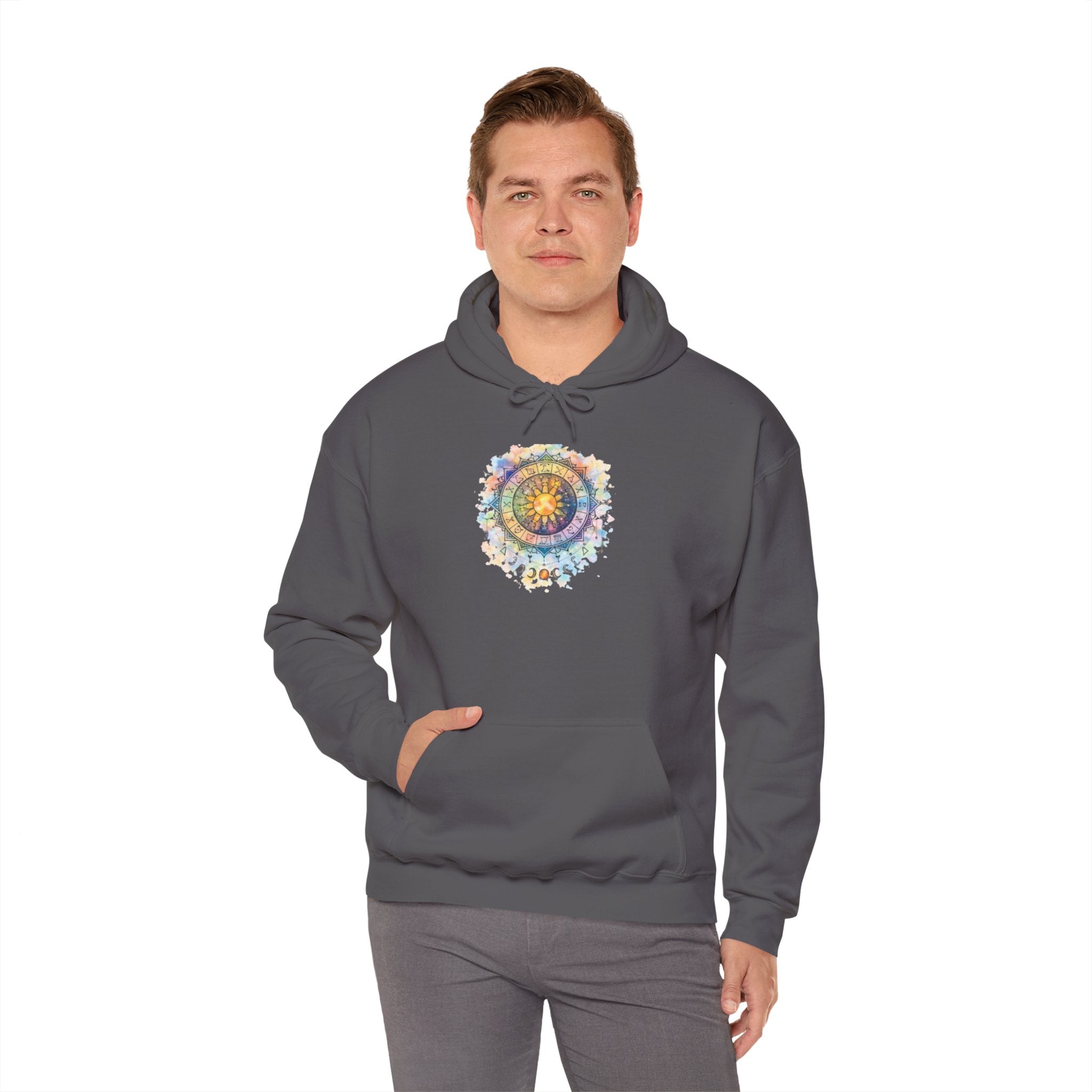 Astrology Compass Hoodie — Boho Tie-Dye Mandala Graphic