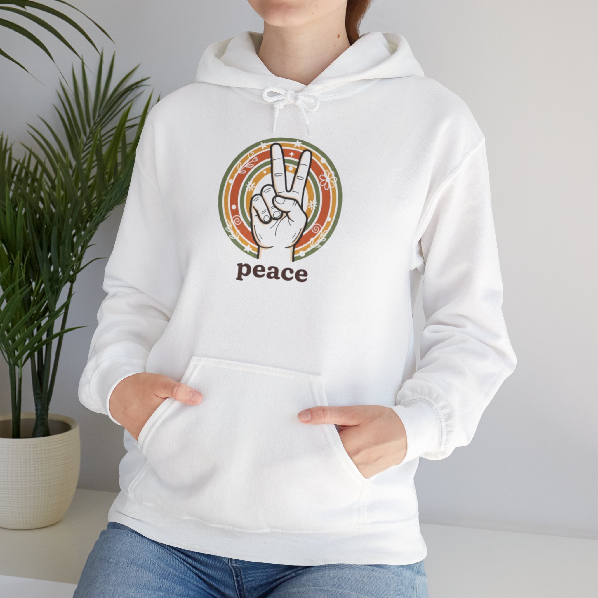 Peace Sign Hoodie — Retro Vibe Peace Hand Graphic Sweatshirt