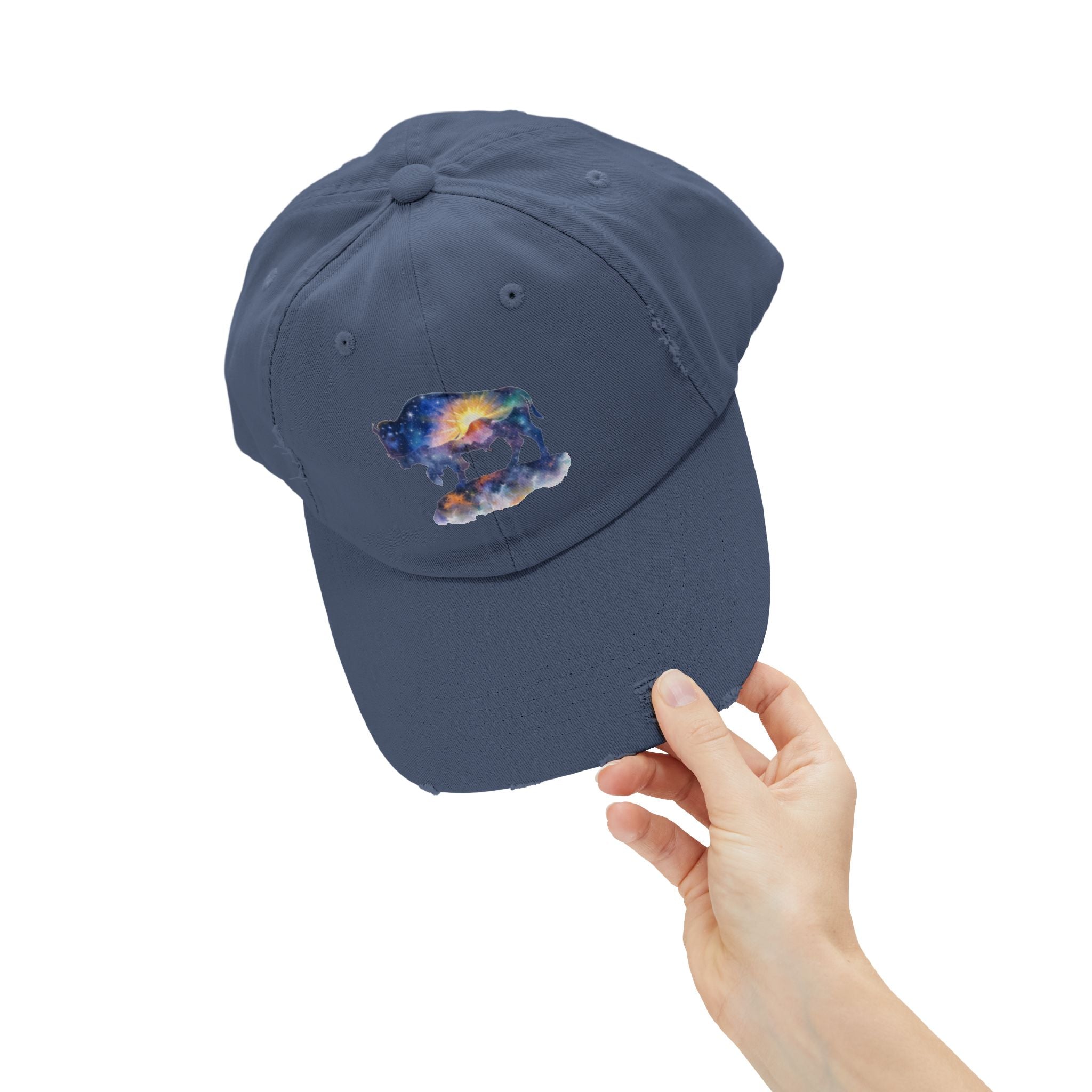 Distressed Bison Hat — Galaxy Sky Bison Cap