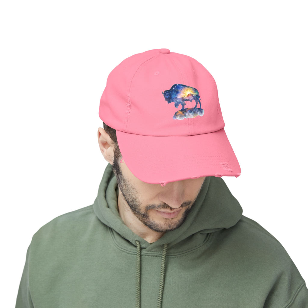 Distressed Bison Hat — Galaxy Sky Bison Cap