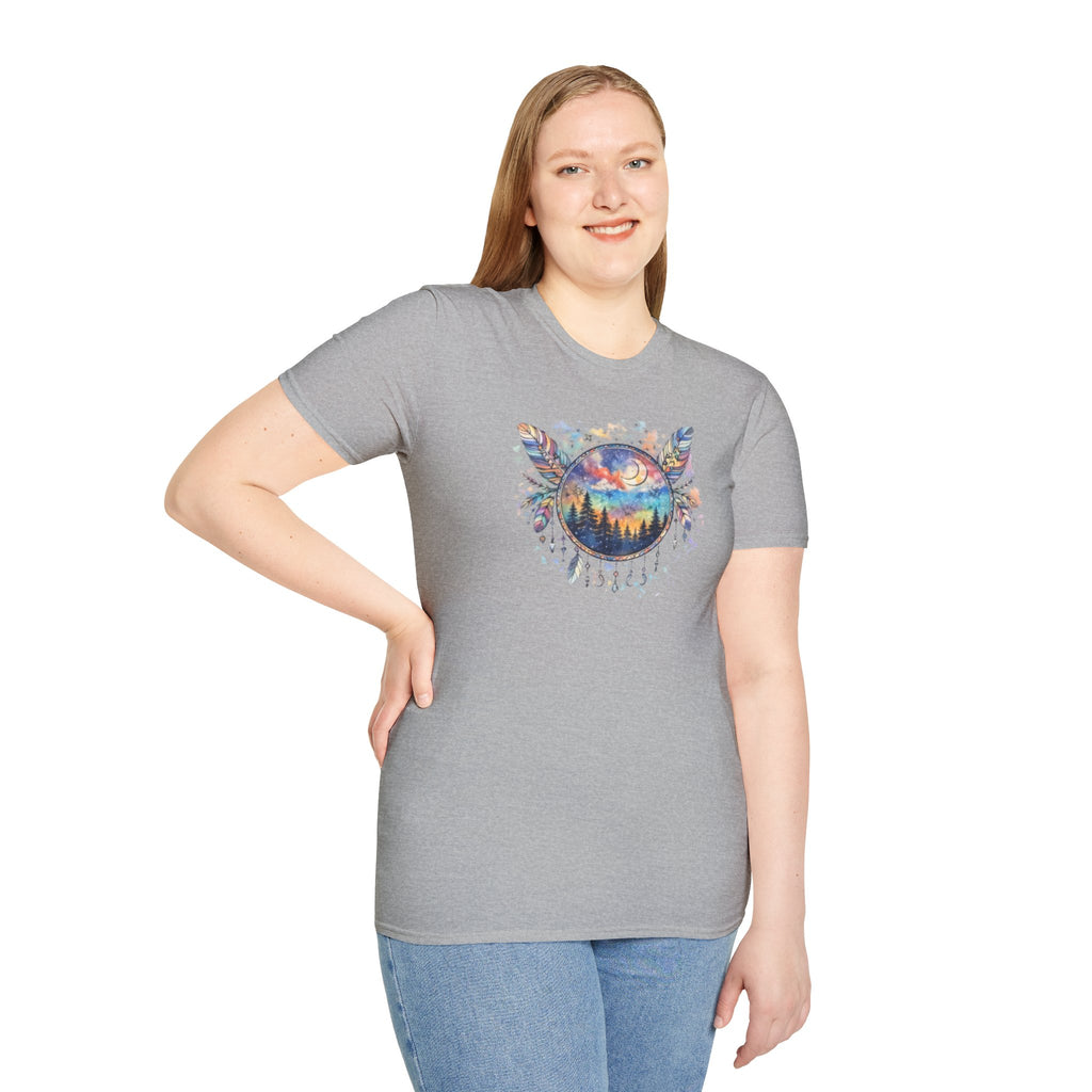 Watercolor Dreamcatcher Sunset T-Shirt — Boho Spiritual Tee