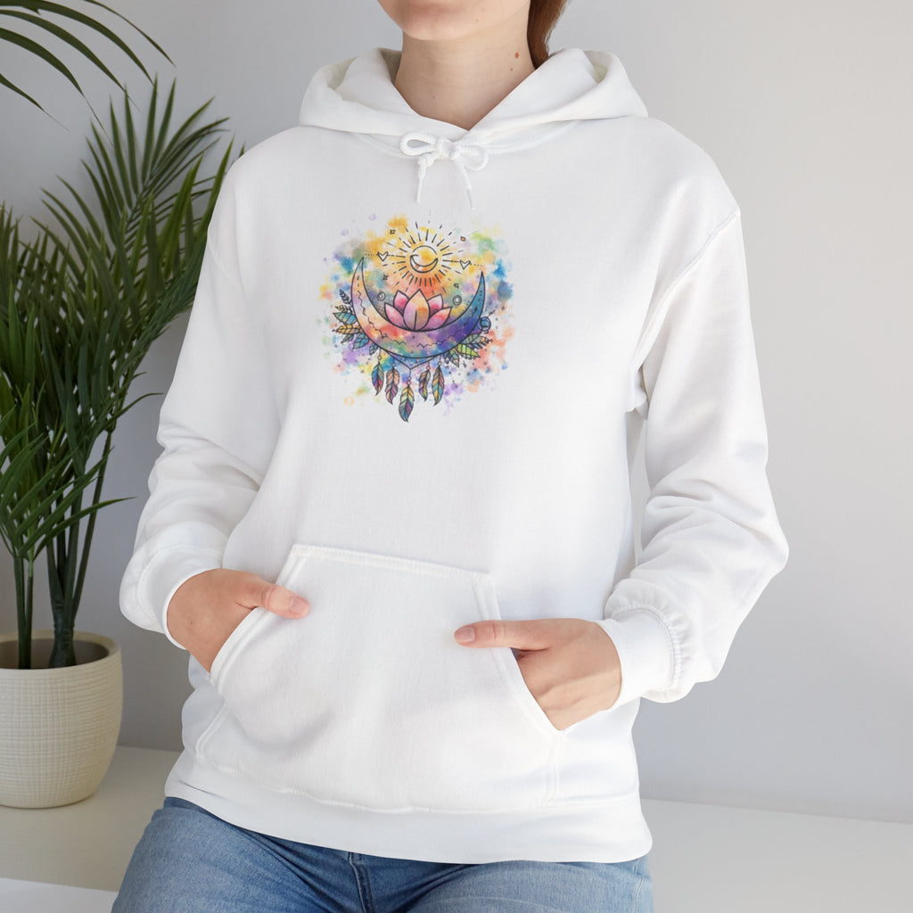 Lotus Watercolor Hoodie – Boho Spiritual Yoga Sweatshirt