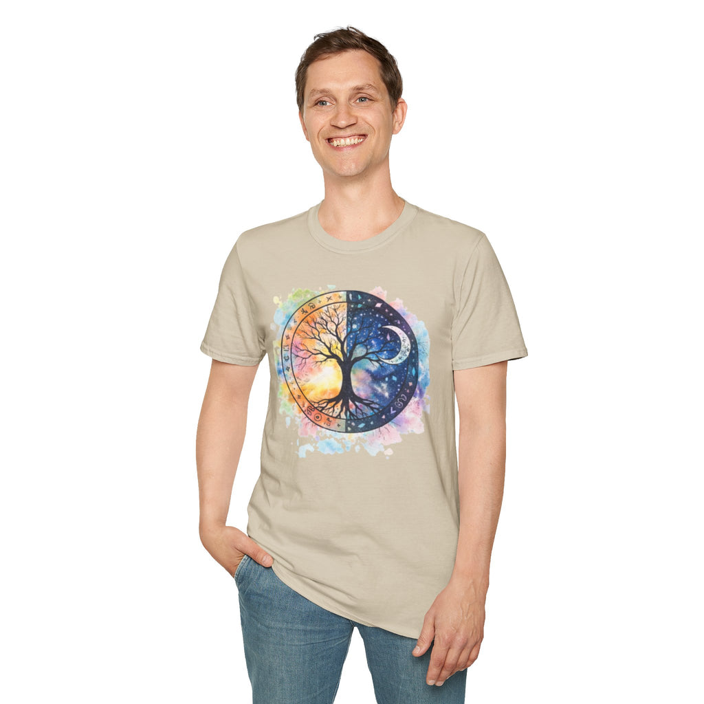Tree of Life Yin Yang T-Shirt — Watercolor Sun & Moon Graphic Tee