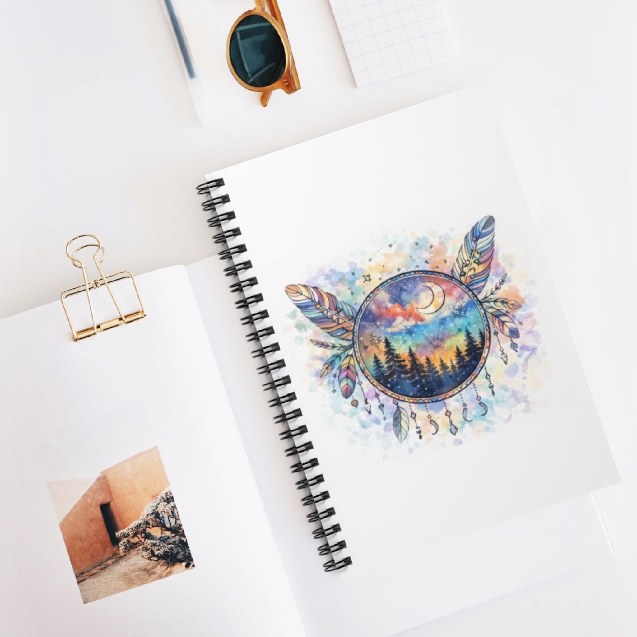 Watercolor Dreamcatcher Forest Spiral Notebook