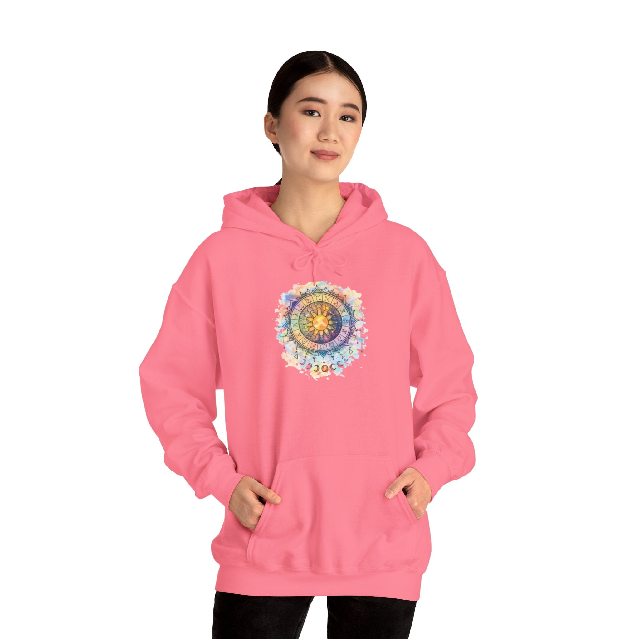 Astrology Compass Hoodie — Boho Tie-Dye Mandala Graphic