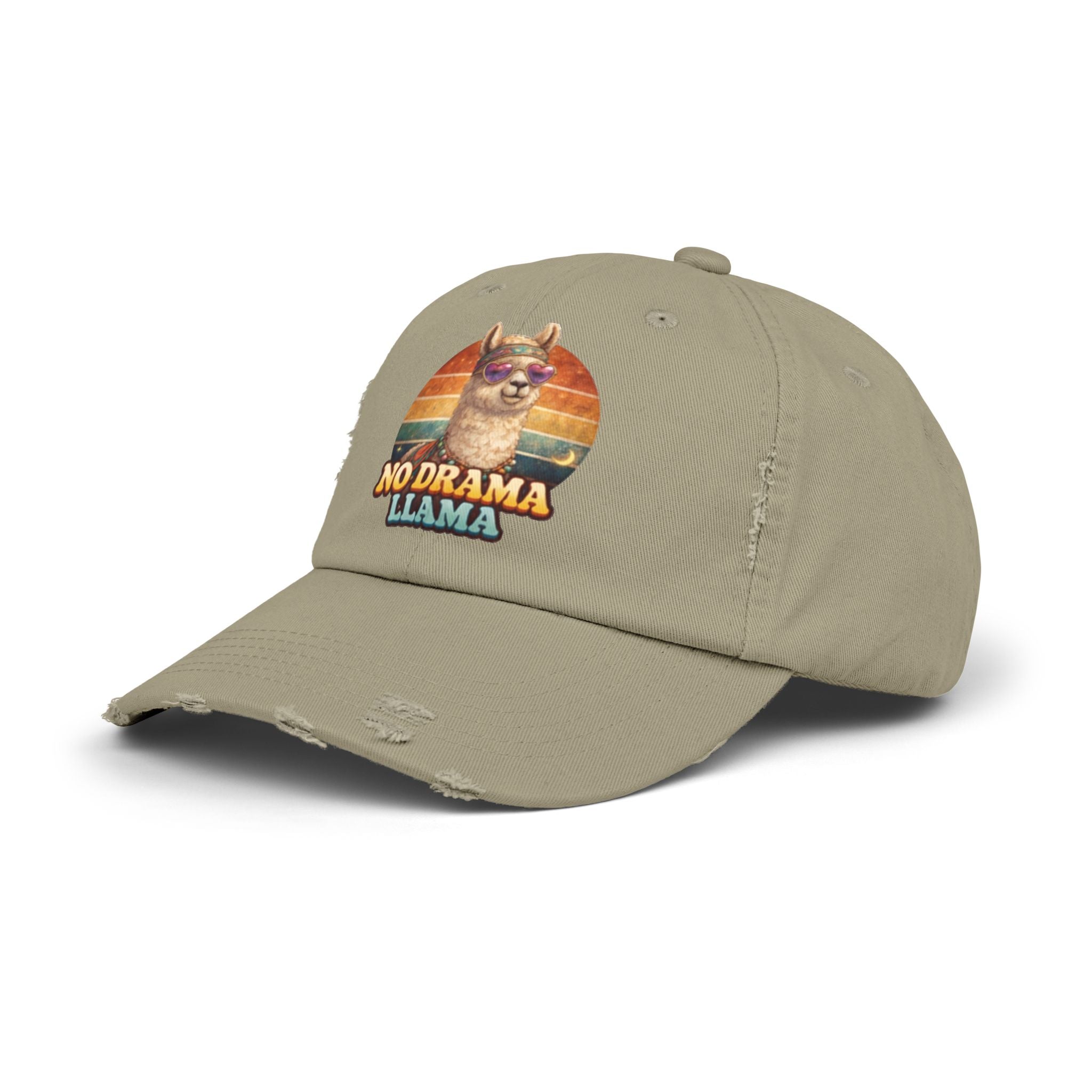 No Drama Llama Distressed Cap — Retro Llama Vintage Baseball Hat