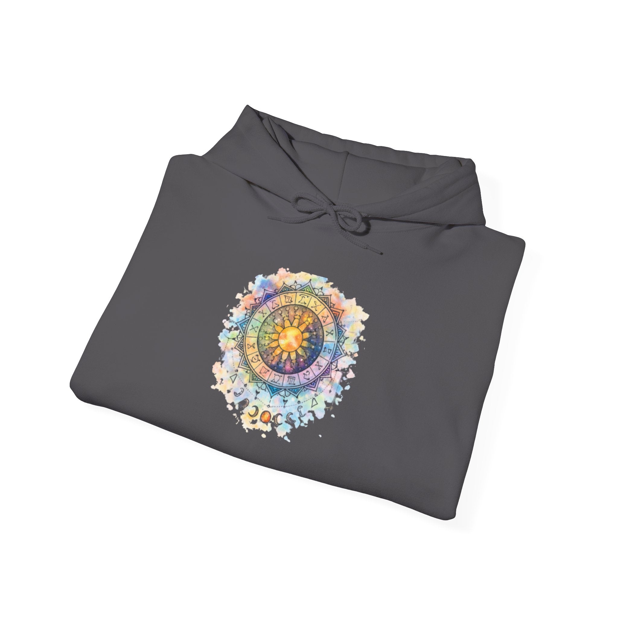 Astrology Compass Hoodie — Boho Tie-Dye Mandala Graphic