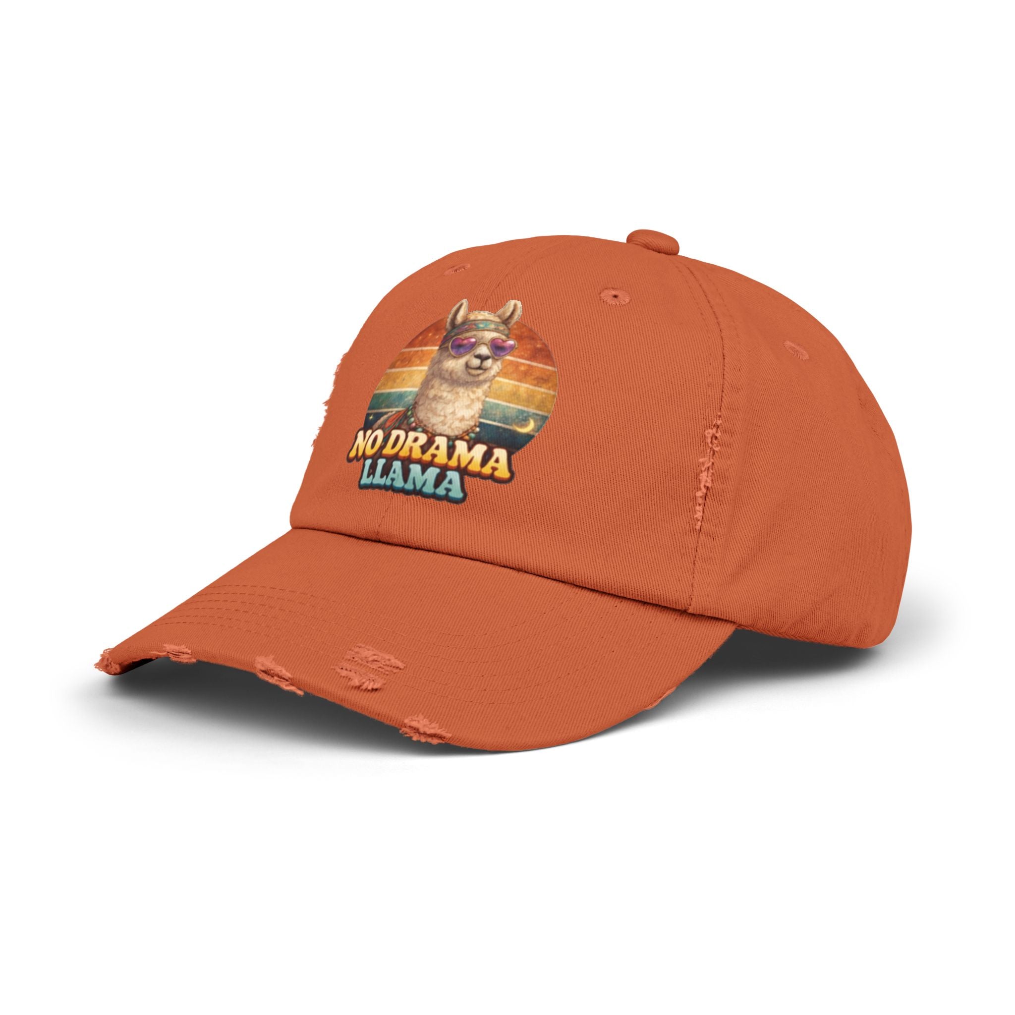 No Drama Llama Distressed Cap — Retro Llama Vintage Baseball Hat