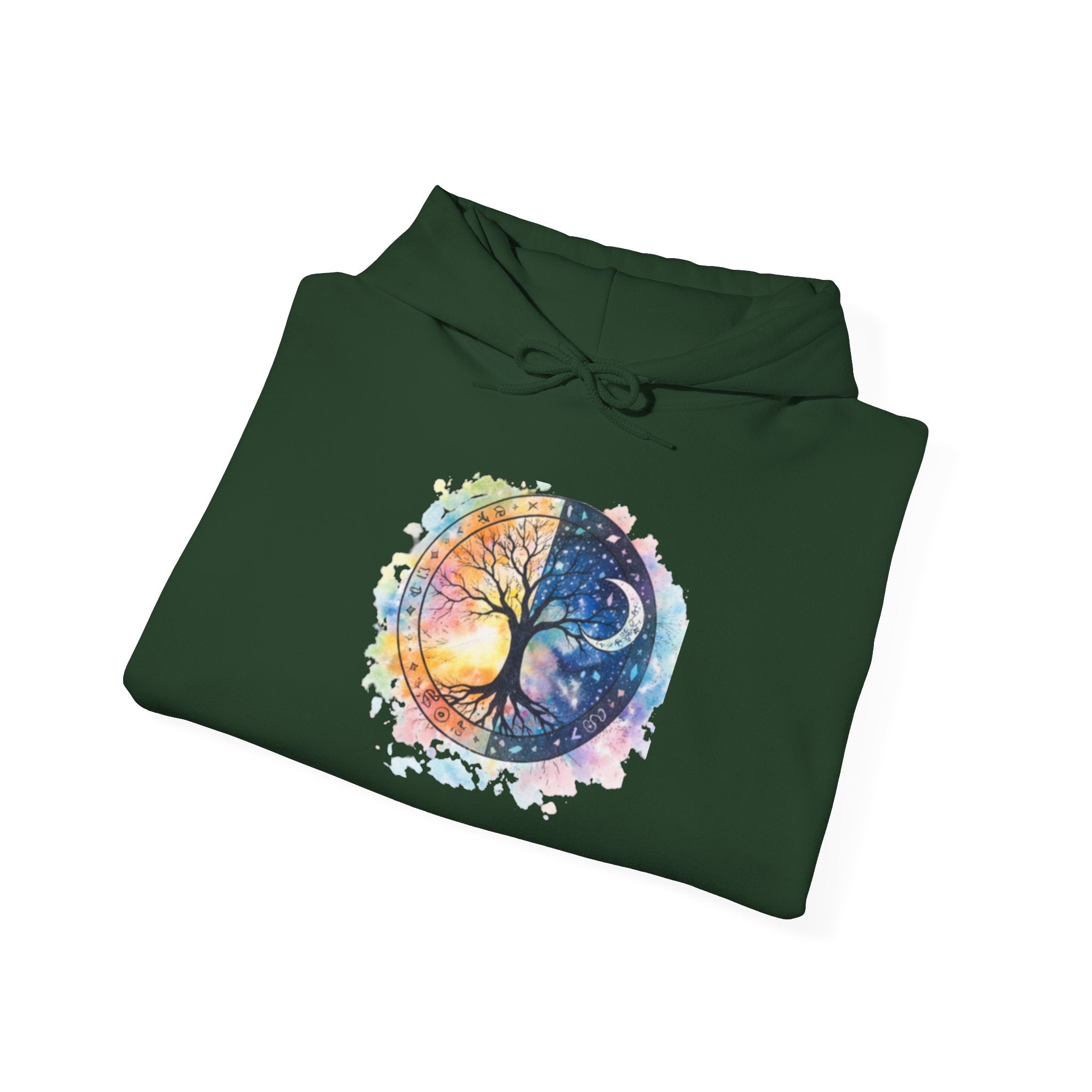 Yin Yang Tree Of Life Hoodie — Colorful Sun & Moon Spiritual Pullover