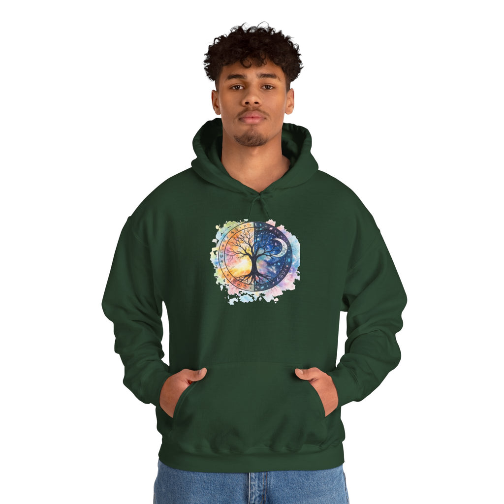 Yin Yang Tree Of Life Hoodie — Colorful Sun & Moon Spiritual Pullover