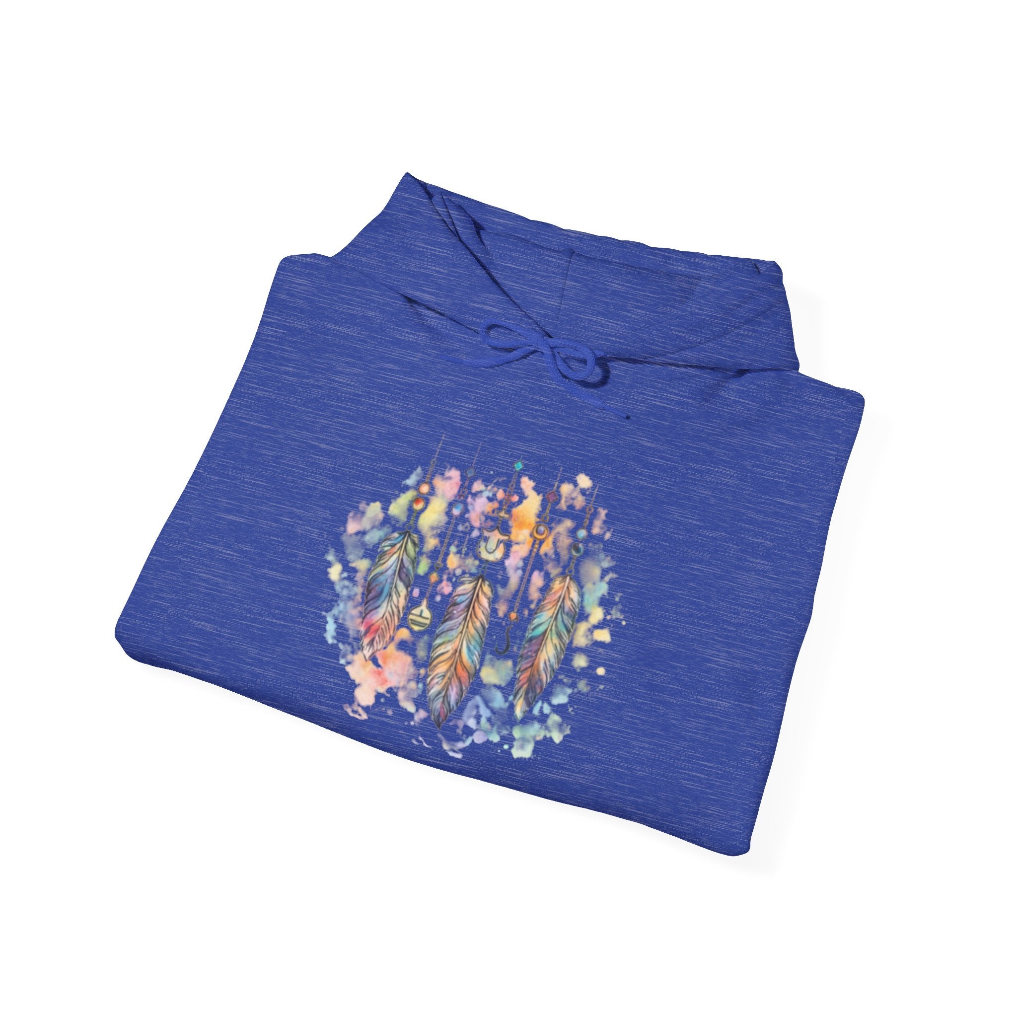 Boho Feather Dreamcatcher Hoodie — Watercolor Tribal Feathers Pullover
