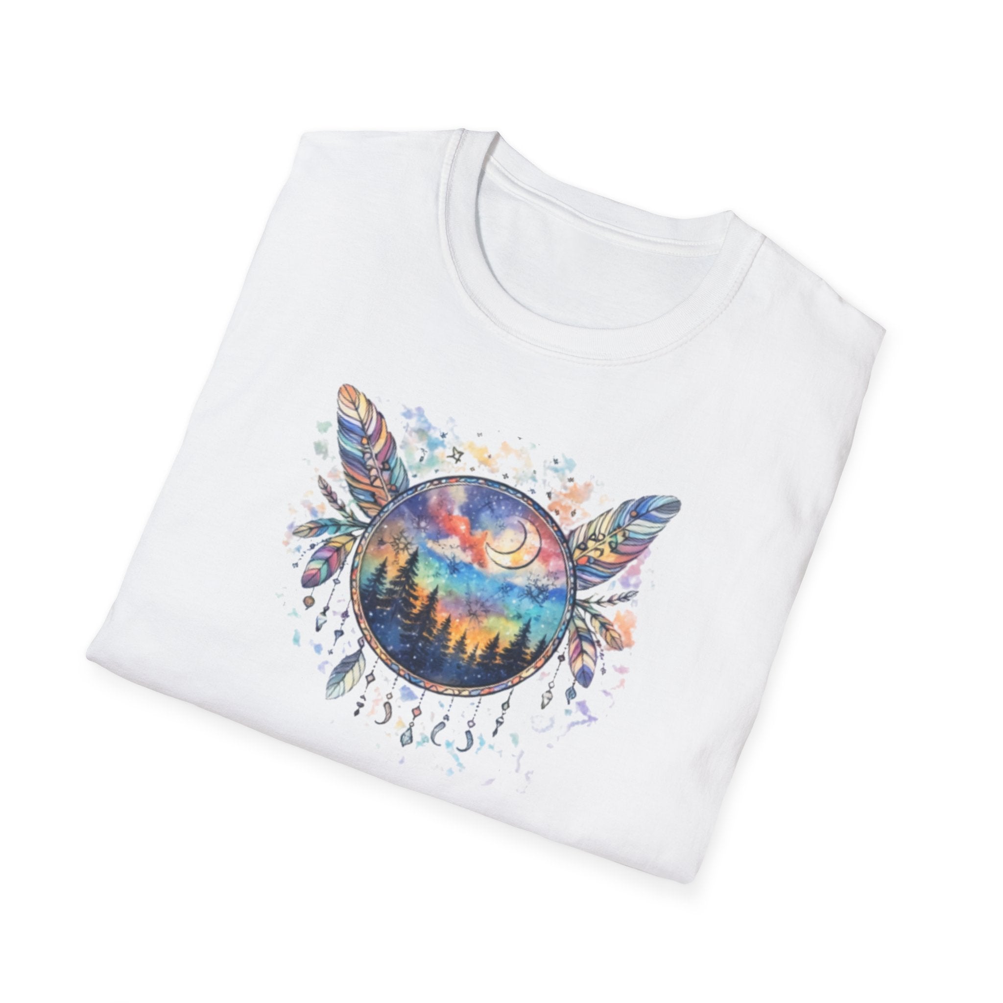 Watercolor Dreamcatcher Sunset T-Shirt — Boho Spiritual Tee