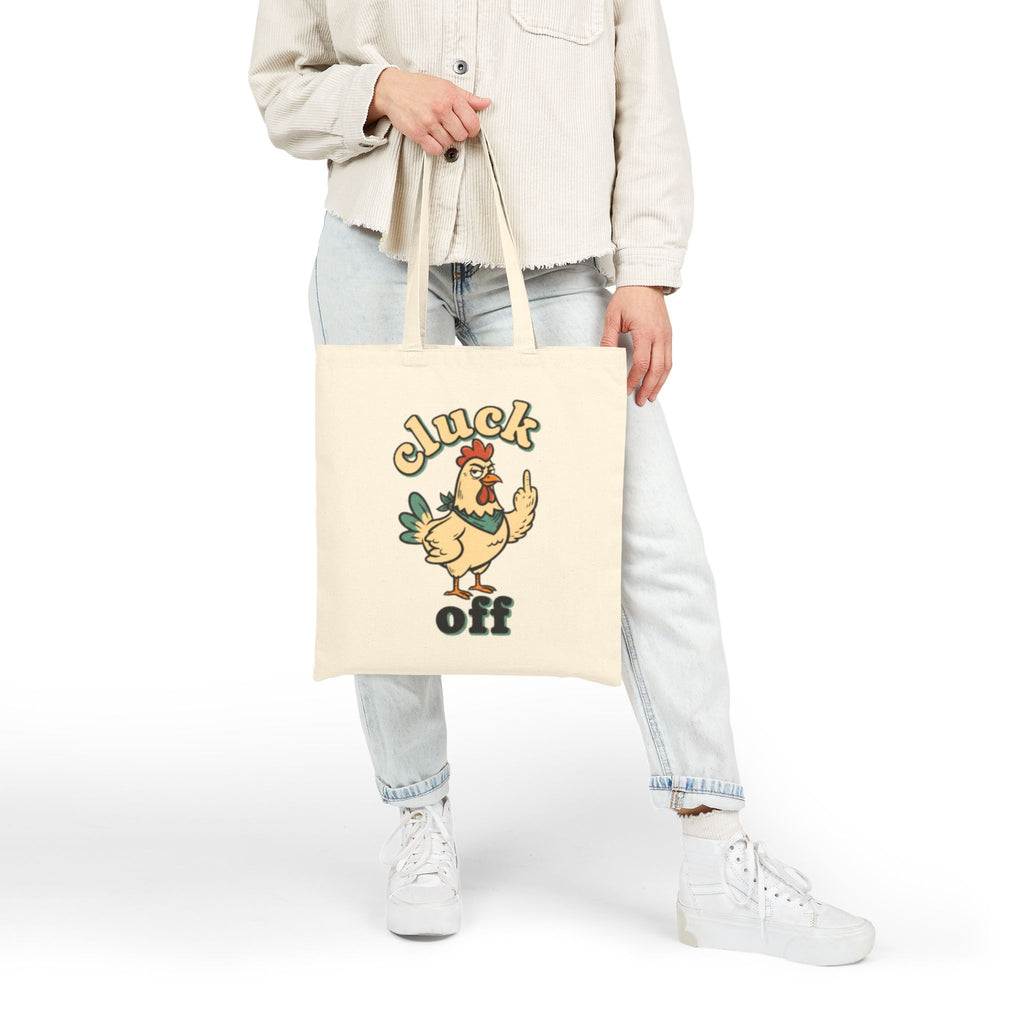 'Cluck Off' Tote Bag — Retro Rooster Canvas Tote