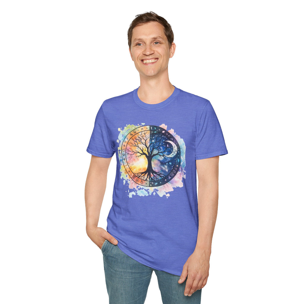 Tree of Life Yin Yang T-Shirt — Watercolor Sun & Moon Graphic Tee