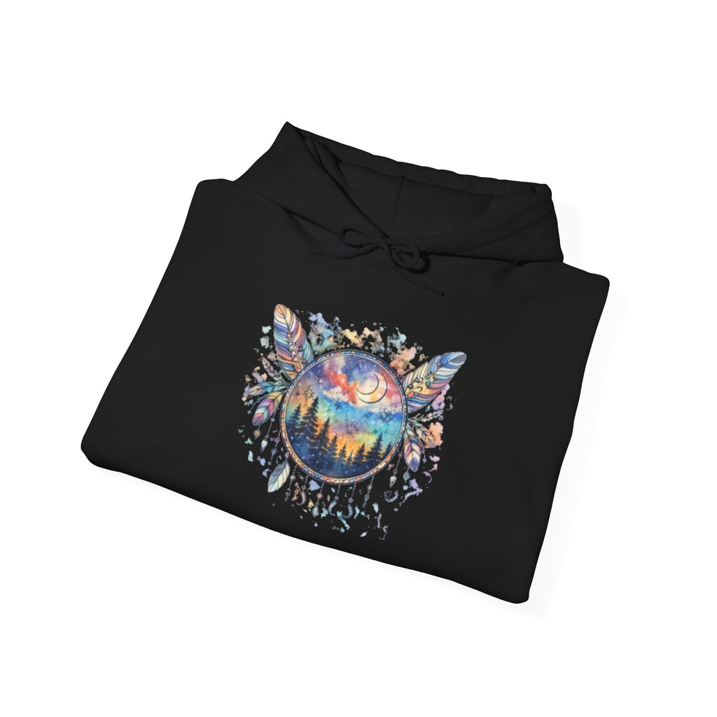 Nature Dreamcatcher Hoodie — Colorful Mountain Sunset Graphic