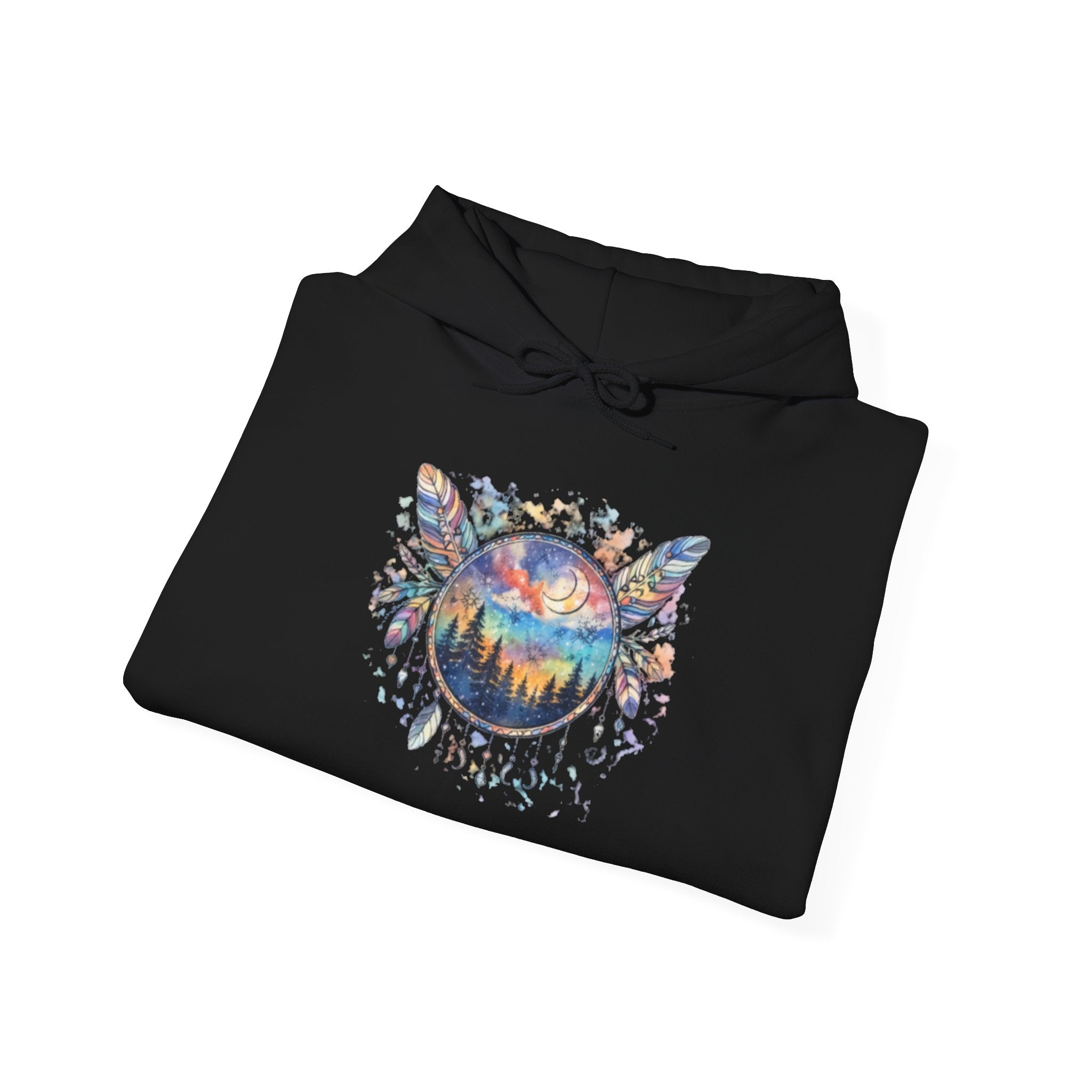 Nature Dreamcatcher Hoodie — Colorful Mountain Sunset Graphic