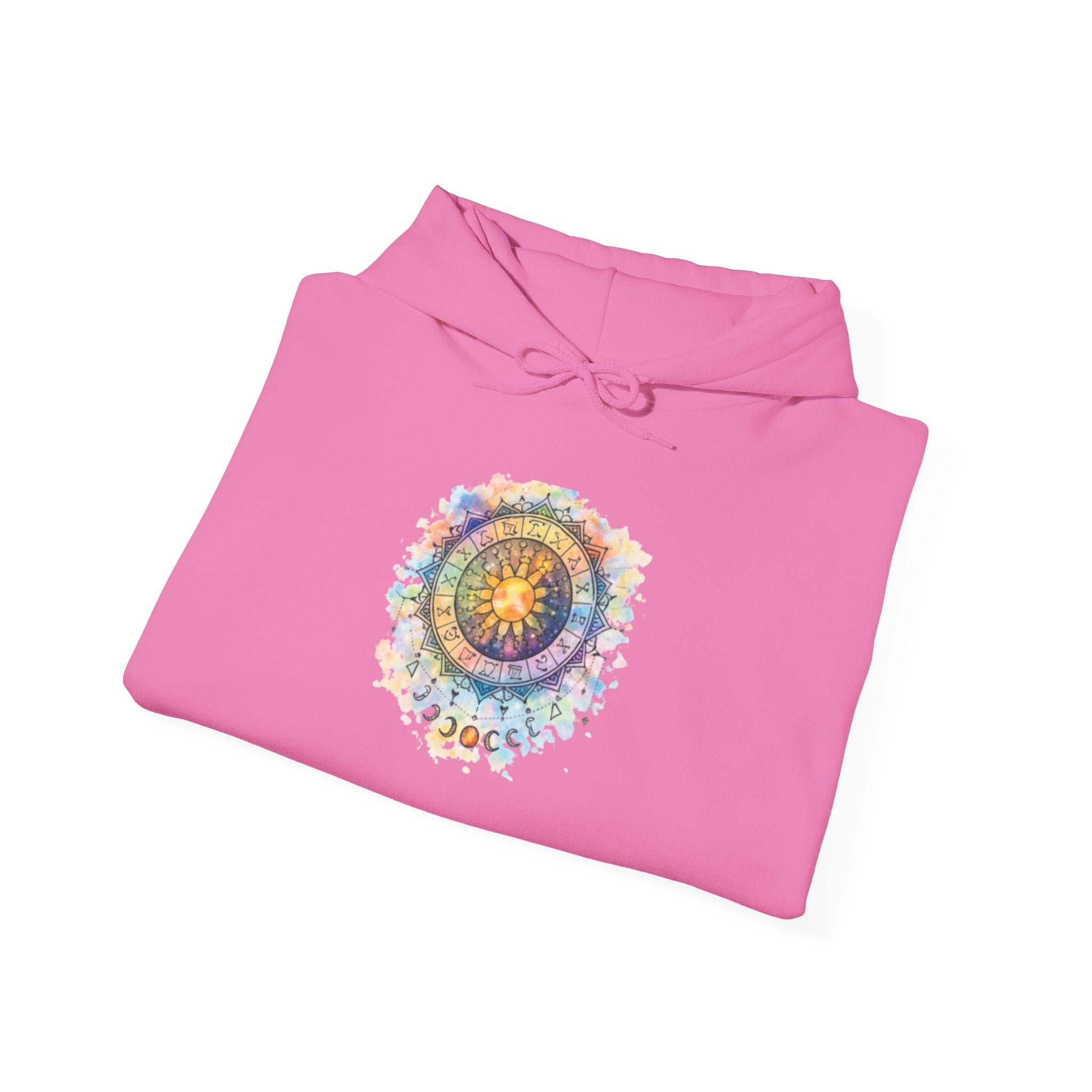 Astrology Compass Hoodie — Boho Tie-Dye Mandala Graphic