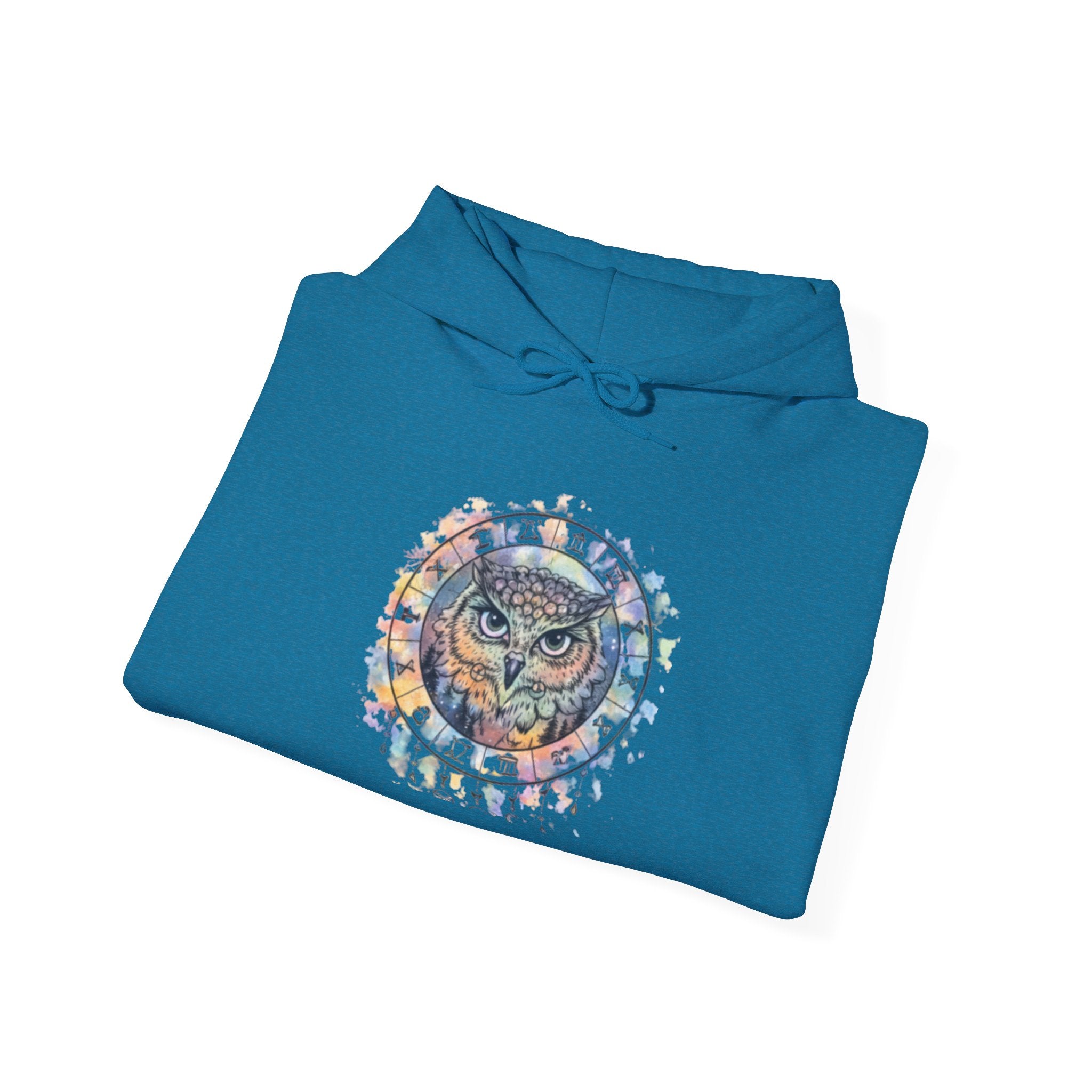 Owl Mandala Hoodie — Colorful Spiritual Owl Graphic Sweatshirt