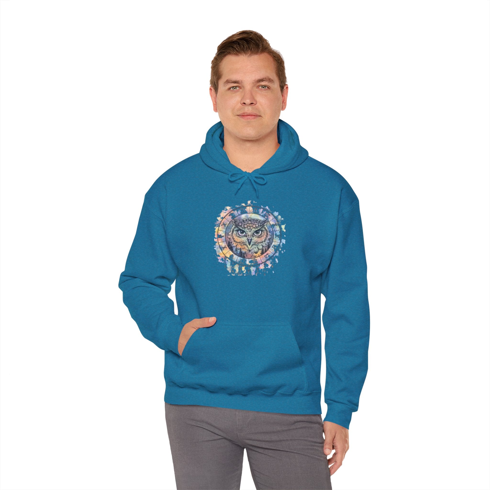 Owl Mandala Hoodie — Colorful Spiritual Owl Graphic Sweatshirt