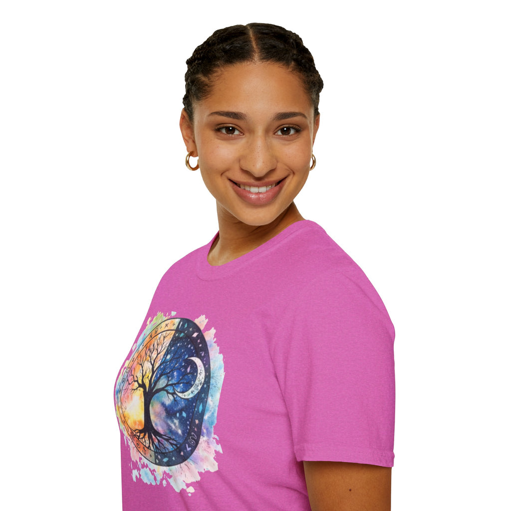 Tree of Life Yin Yang T-Shirt — Watercolor Sun & Moon Graphic Tee