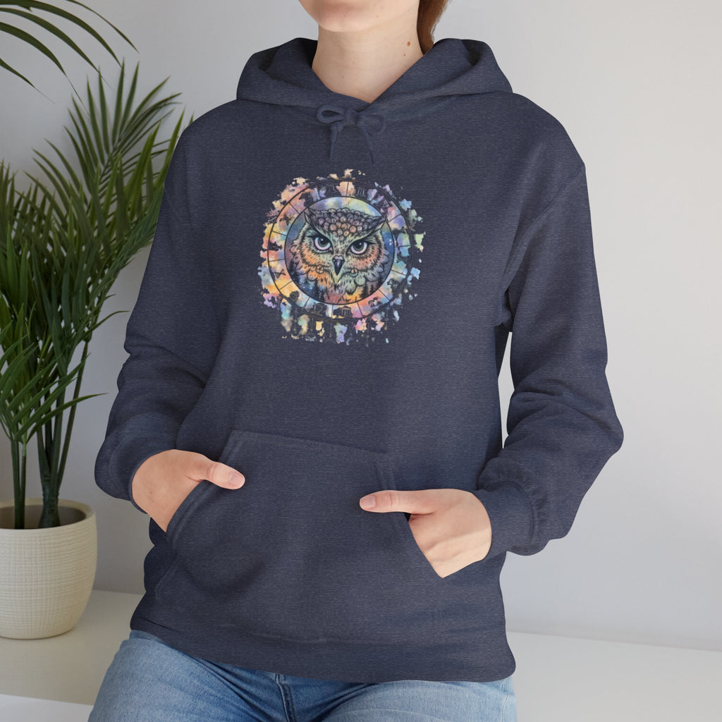 Owl Mandala Hoodie — Colorful Spiritual Owl Graphic Sweatshirt